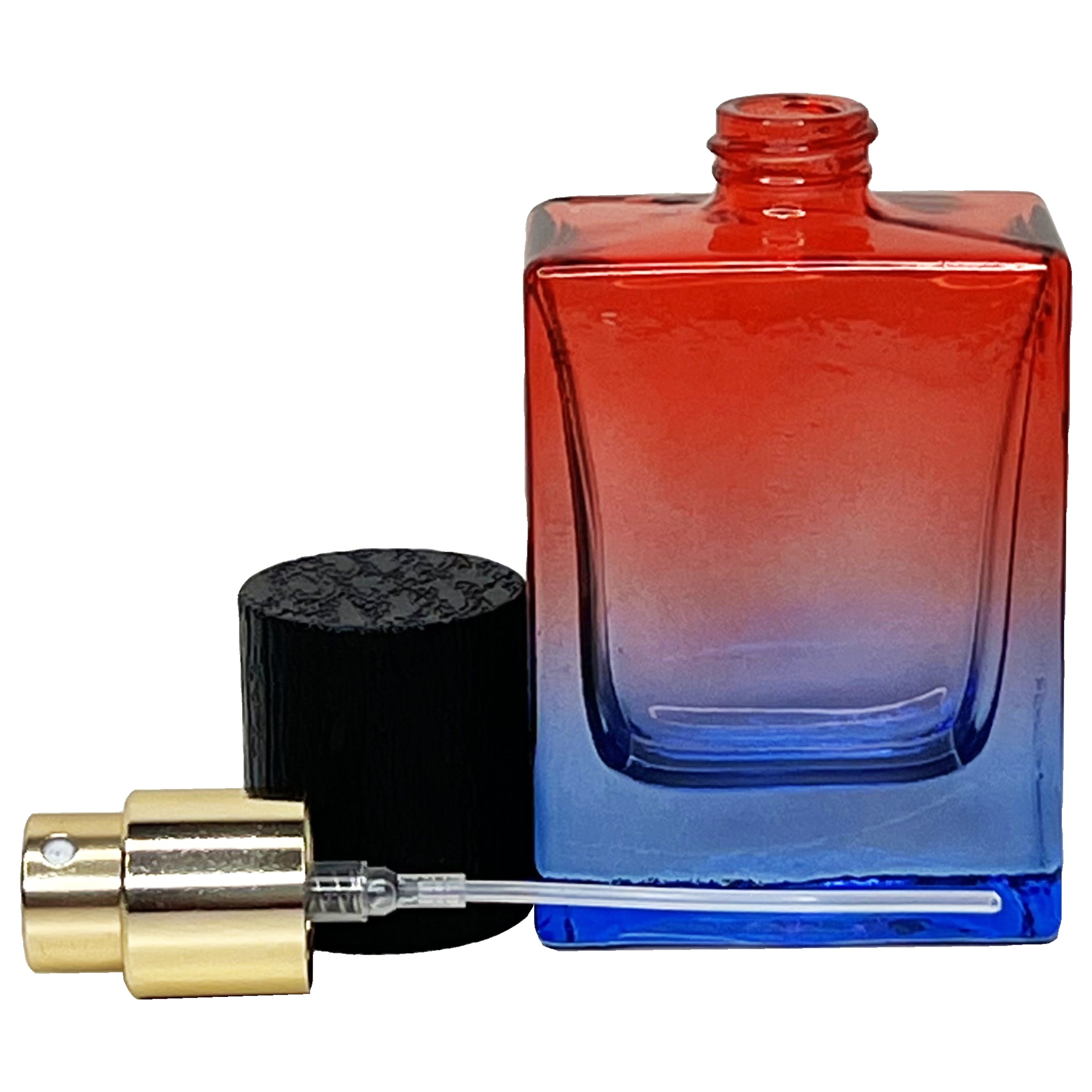 30ml 1oz heavy base 6 gradient colors square glass perfume spray bottles