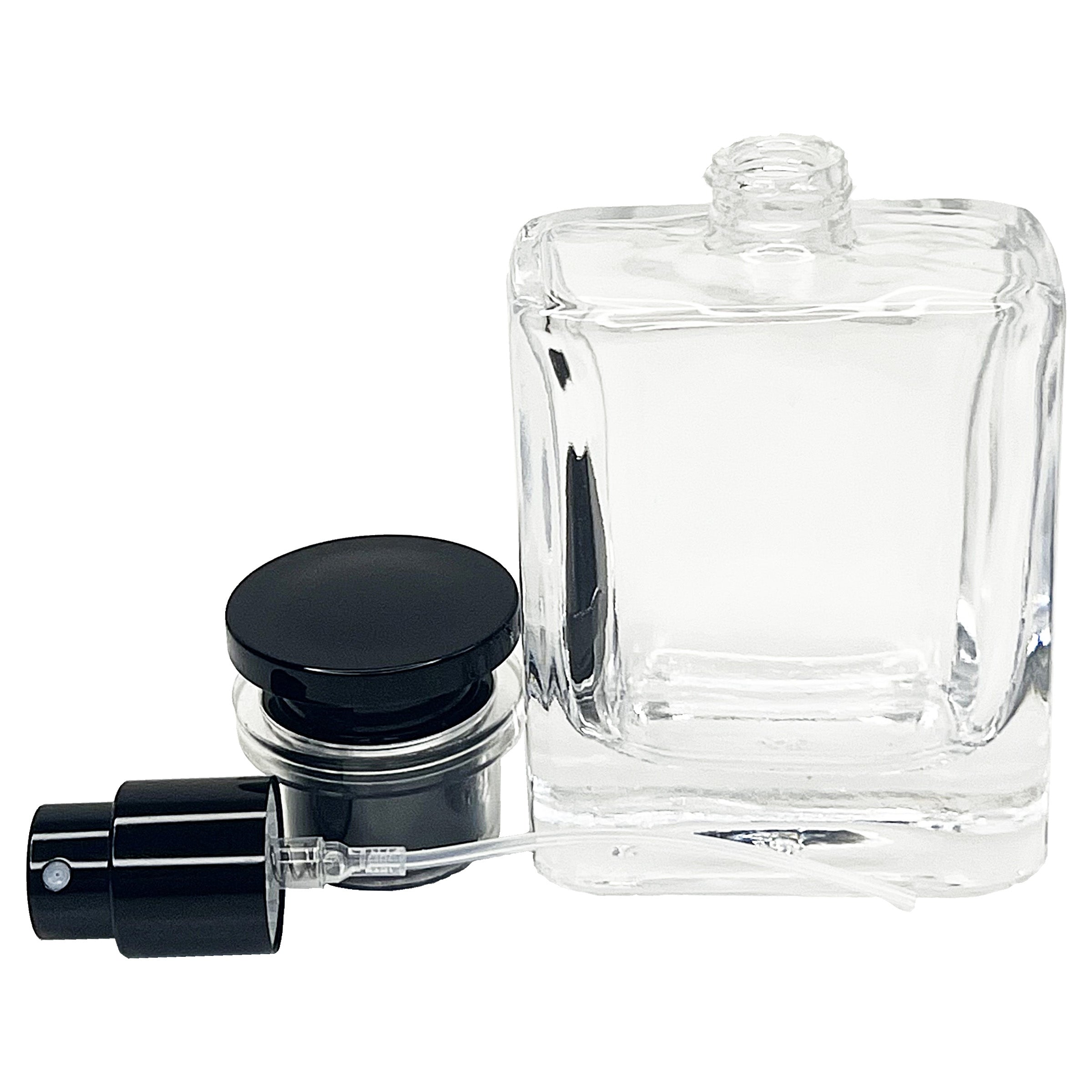 50ml 1.7oz Clear rounded square empty perfume spray bottles