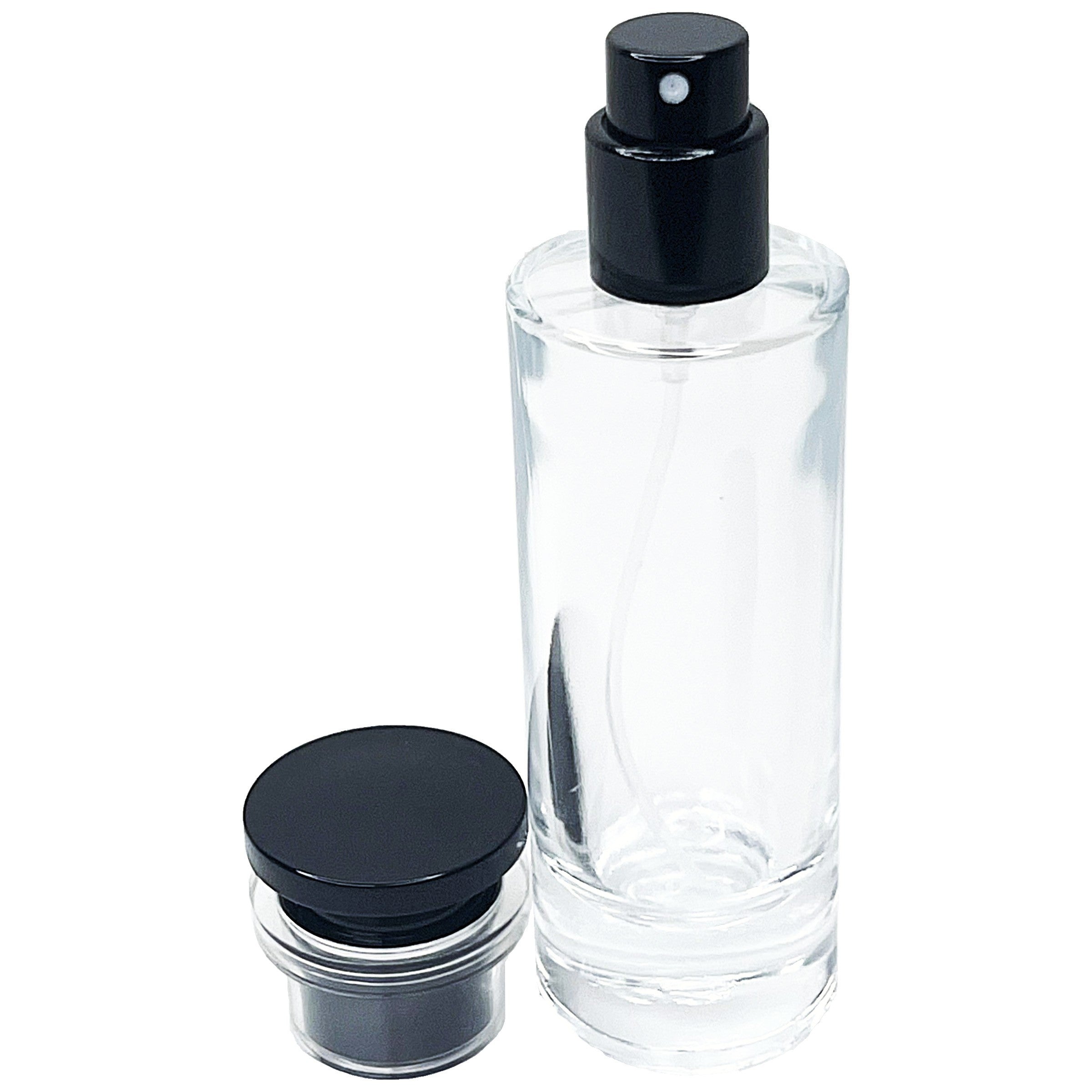30ml 1 oz thick glass cylinder perfume bottles clear black lid