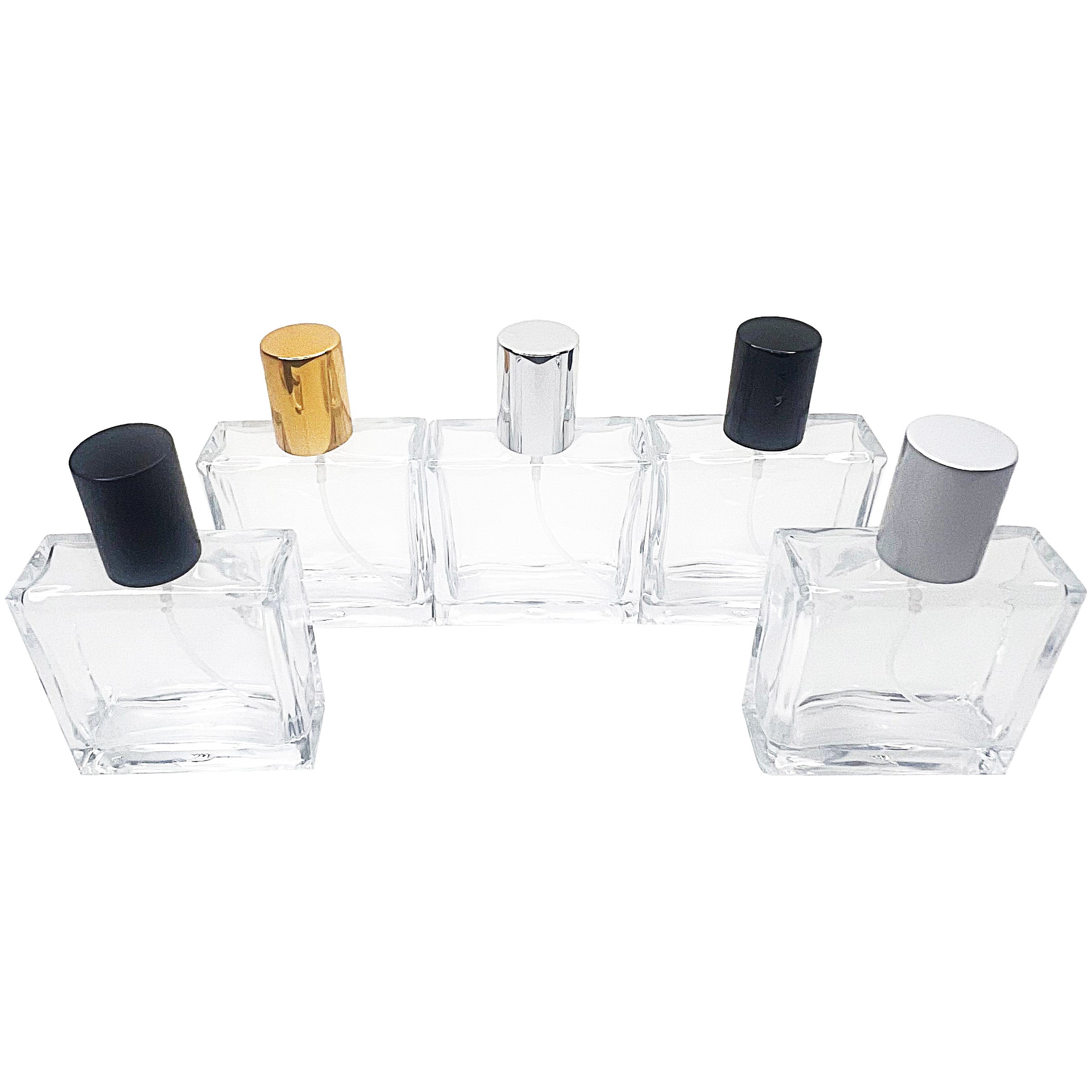 50ml 1.7oz square clear glass perfume spray bottles