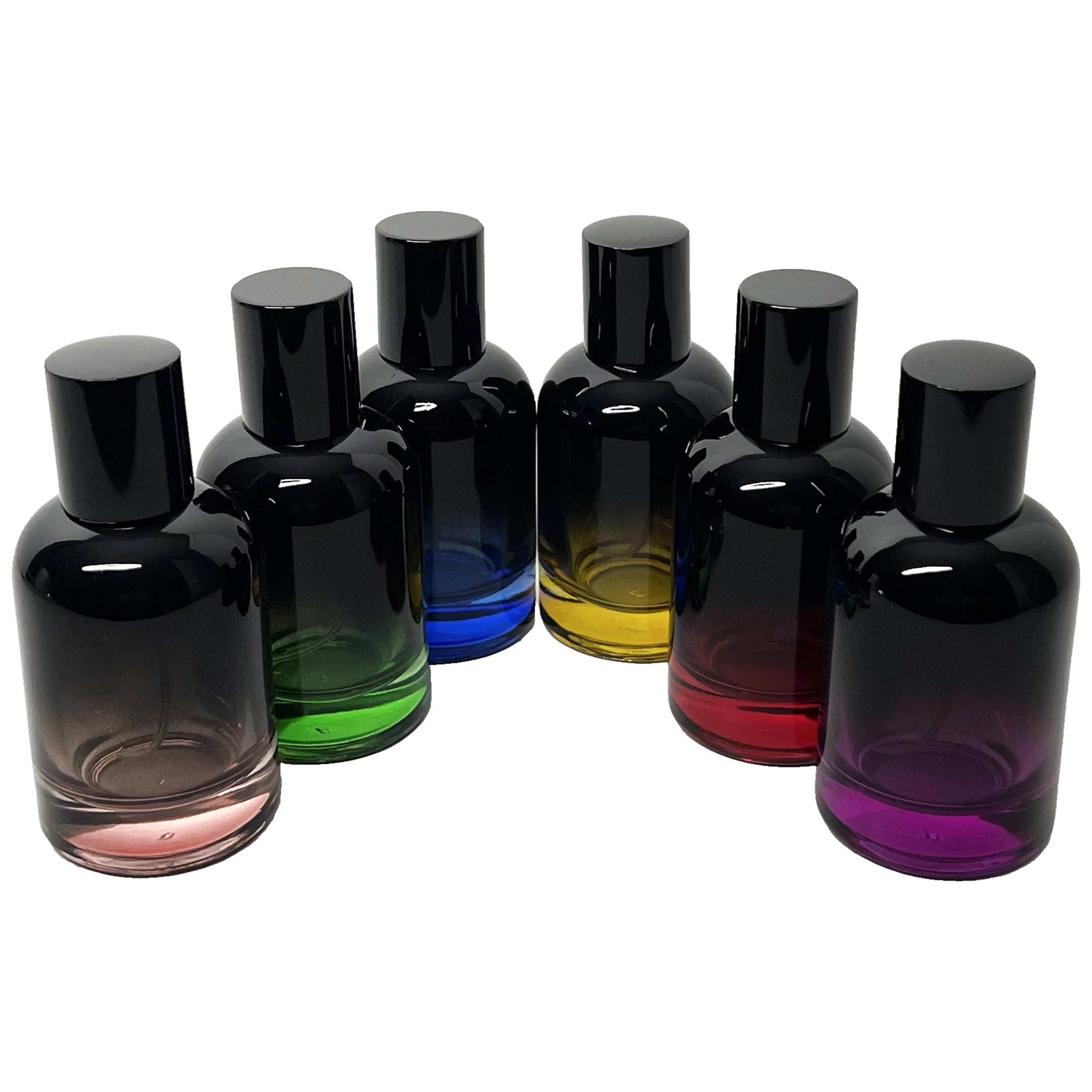 50ml 1.7oz Boston Round 6 colors Gradient Black perfume spray bottles