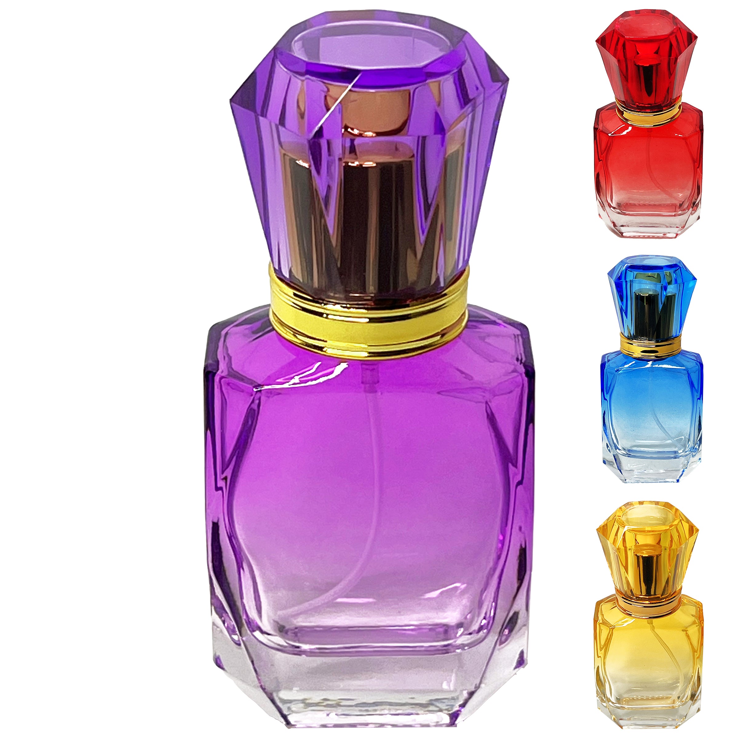 40ml 1.3oz vintage gradient colored glass diamond perfume spray bottles