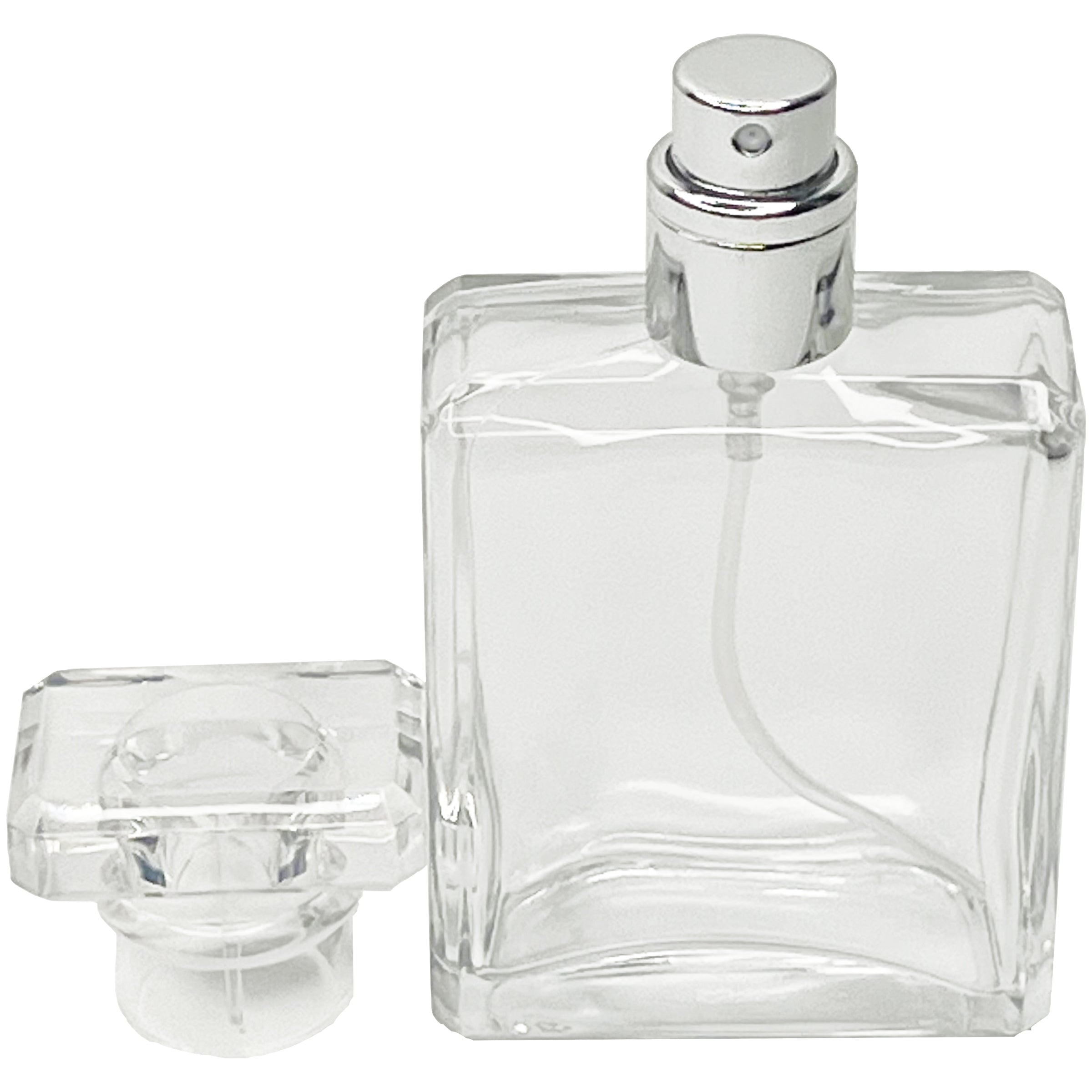 50ml 1.7oz square clear T-cap perfume spray bottles