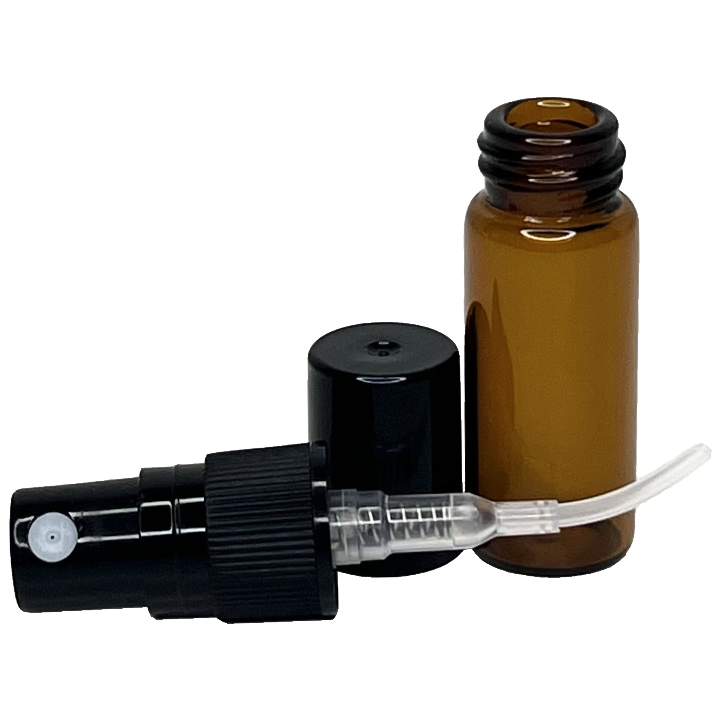 3ml 0.1oz Amber Glass Spray Perfume Bottle Black Atomizer Lid