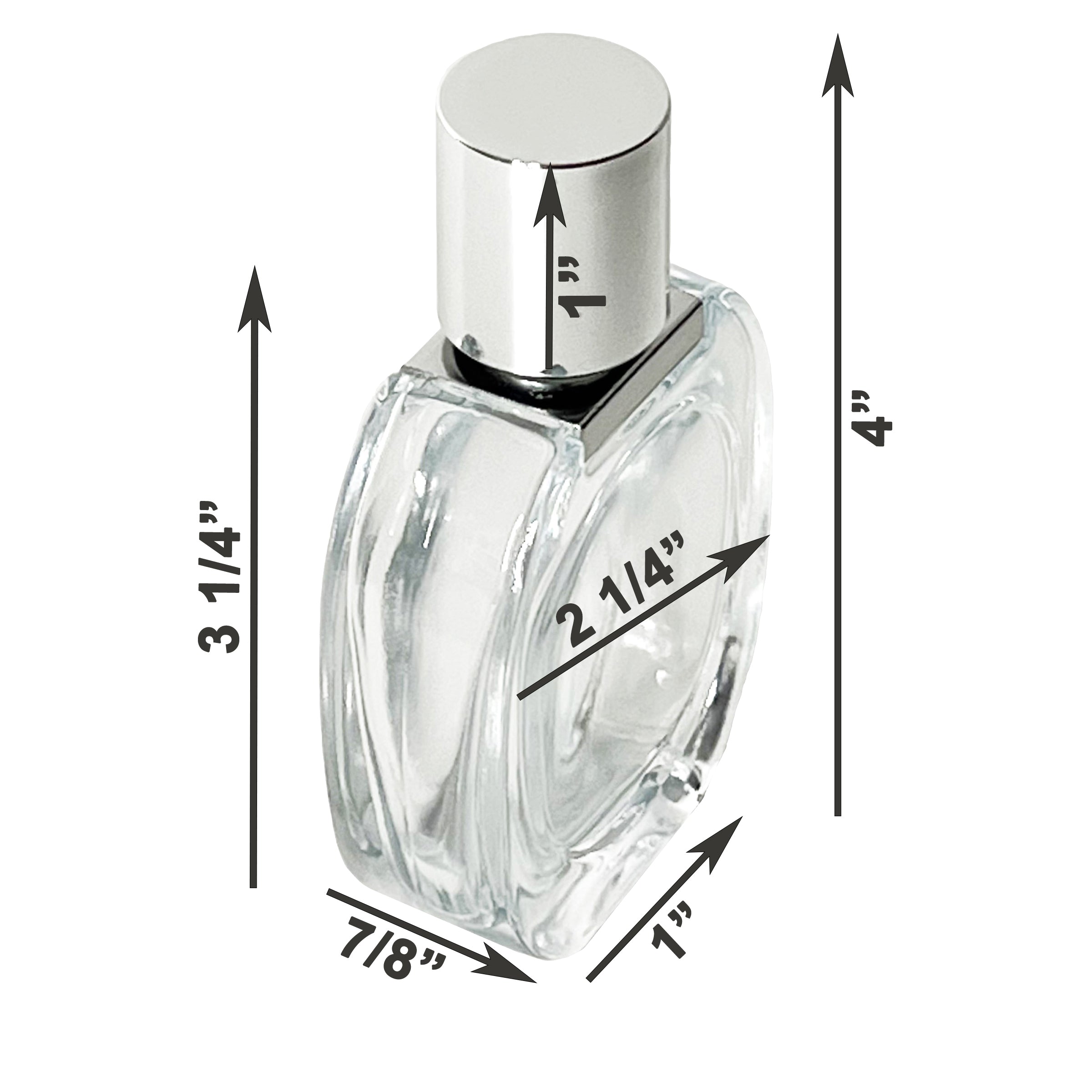 30ml 1oz Glass Perfume Oval Spray Bottles Silver Atomizer