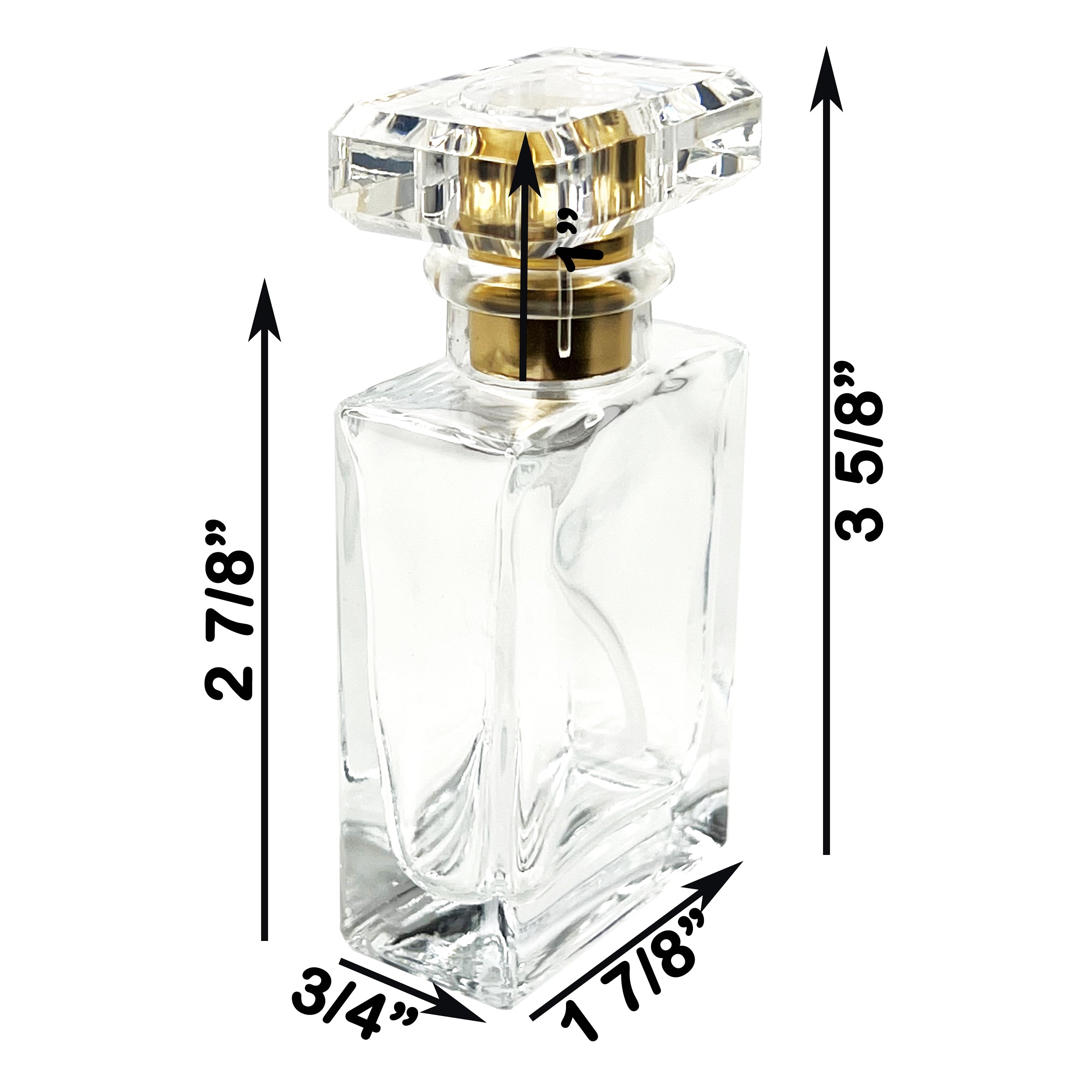 30ml 1oz Perfume Square Glass Spray Bottles Gold Atomizer