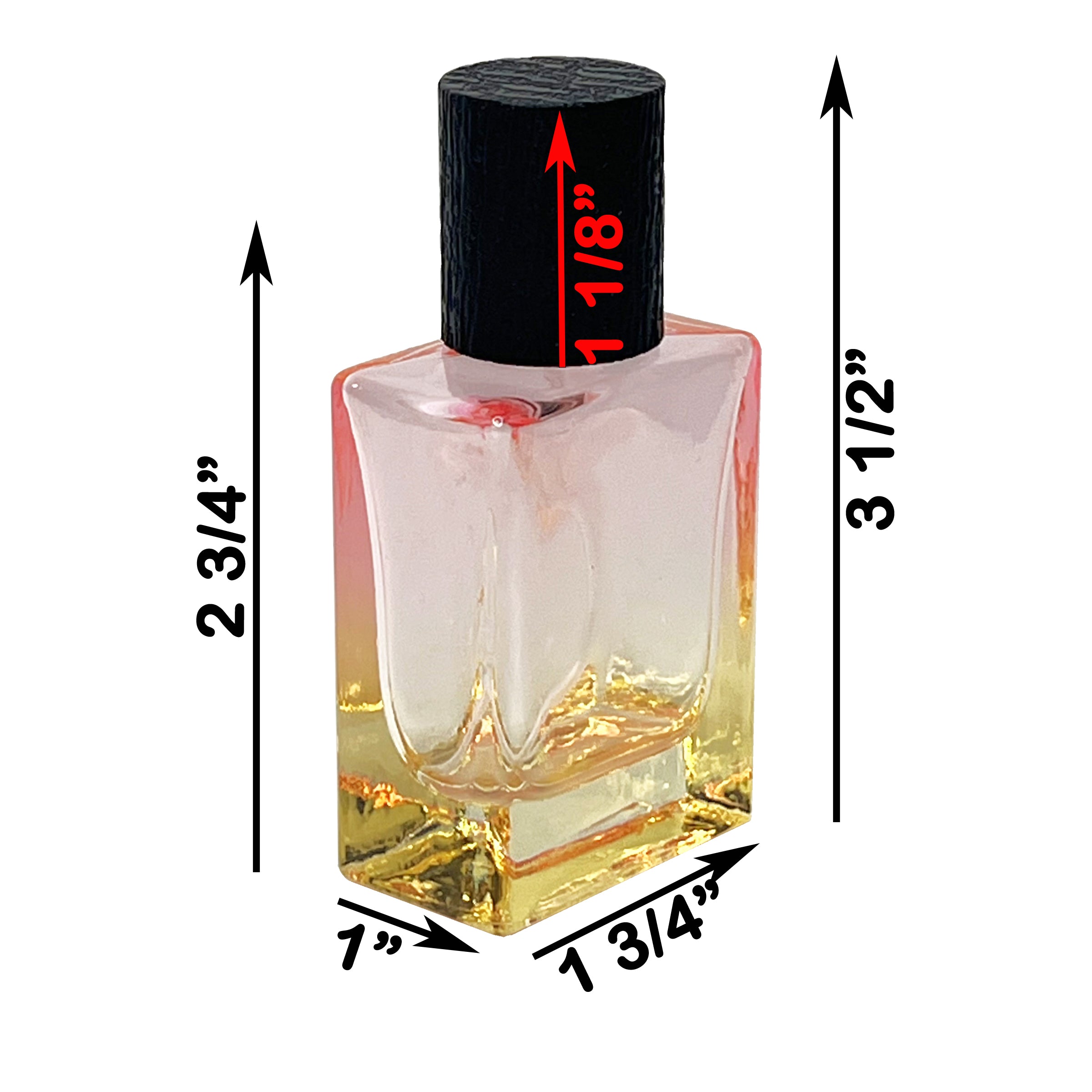 30ml 1oz heavy base 6 gradient colors square glass perfume spray bottles