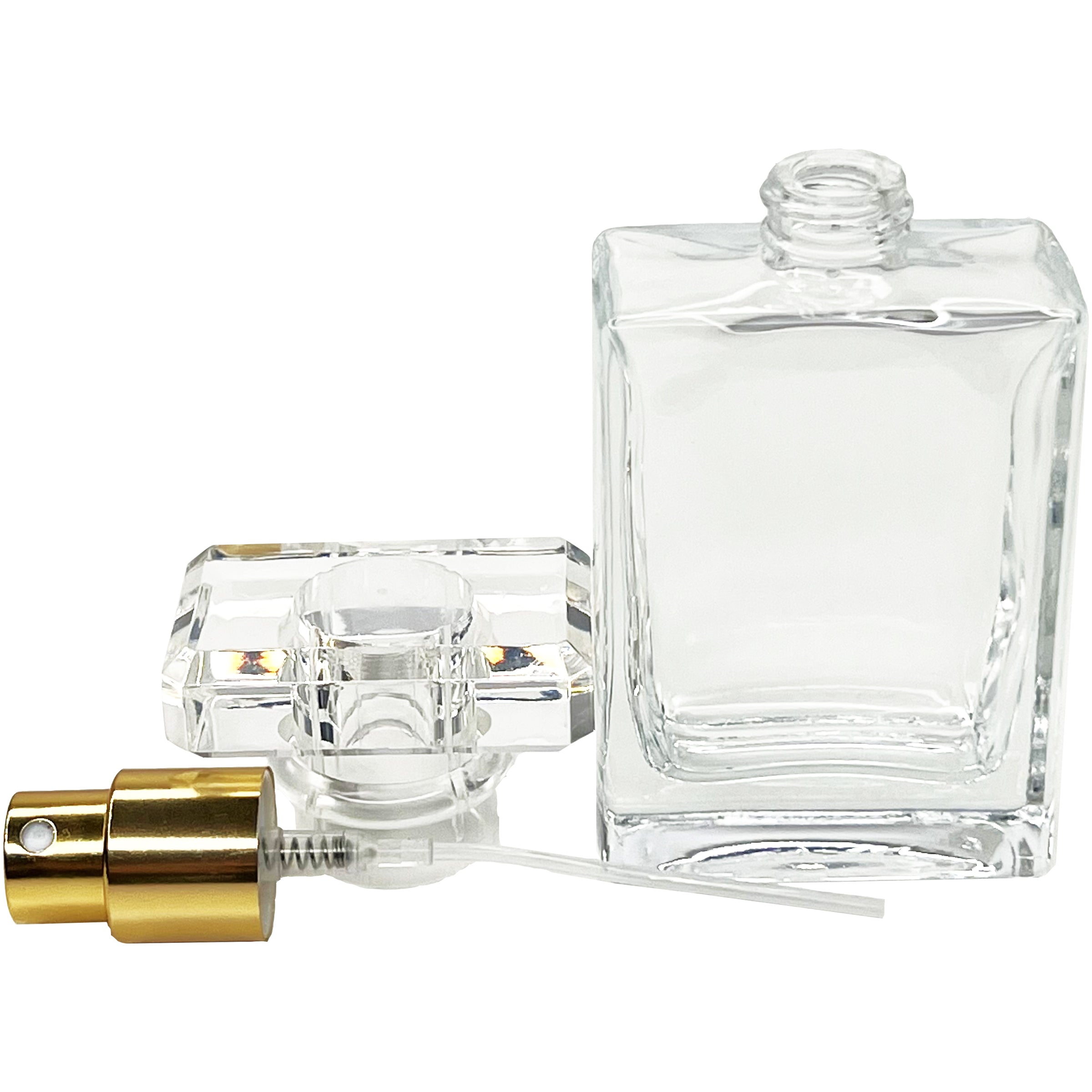 30ml 1oz Perfume Square Glass Spray Bottles Gold Atomizer