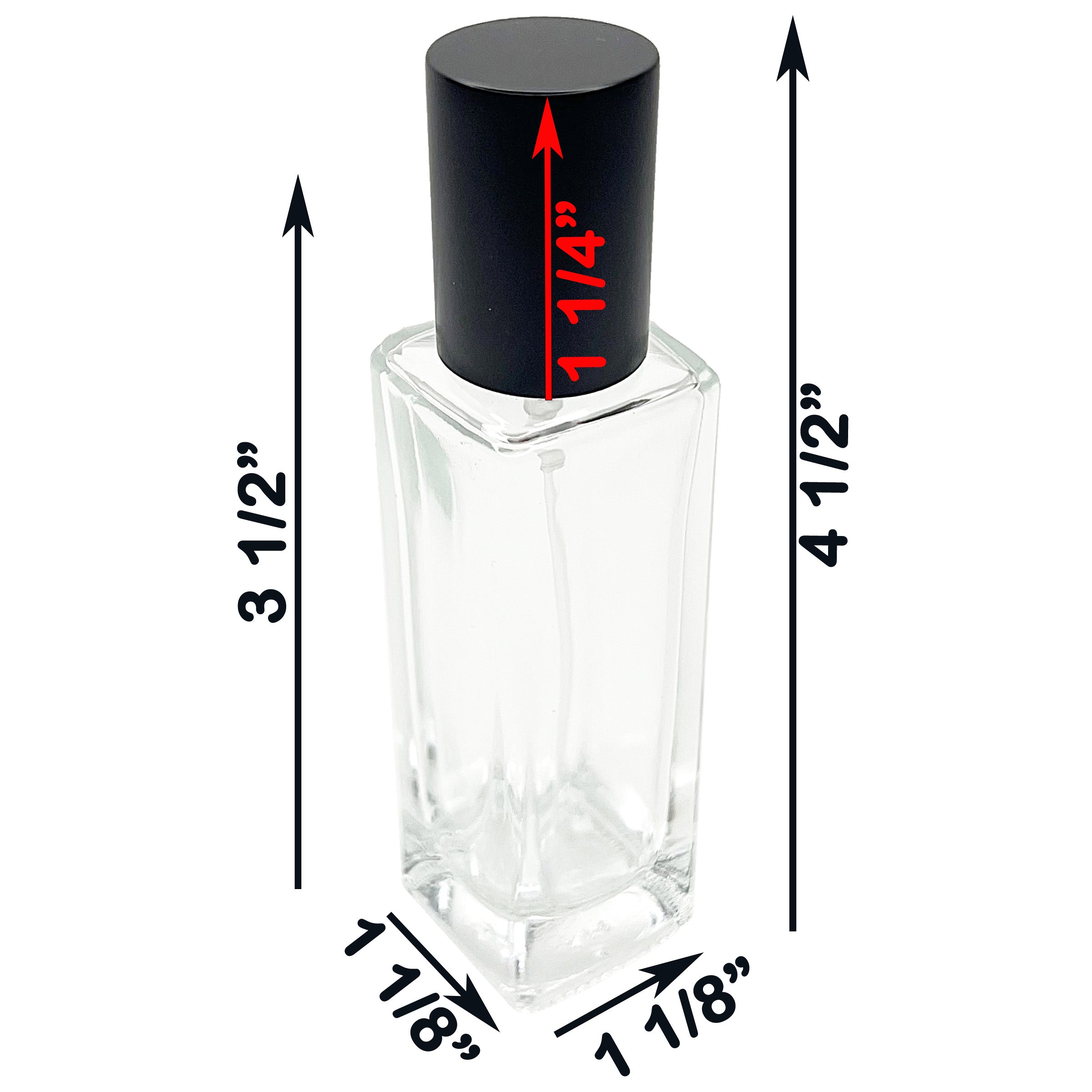 30ml 1oz perfume spray bottles thick tall square clear glass 15mm sprayers