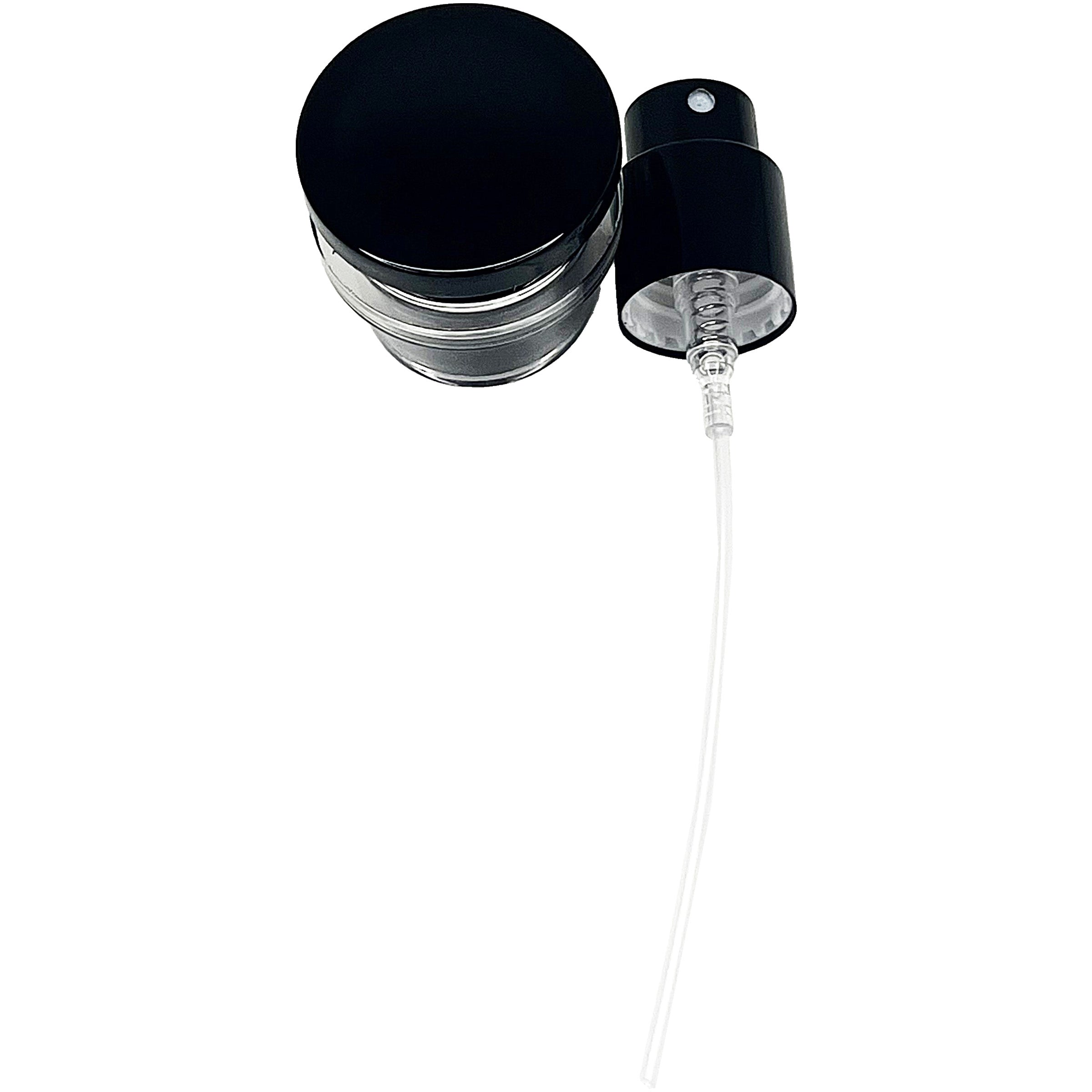 15/410 screw on fine mist perfume sprayers clear black lids