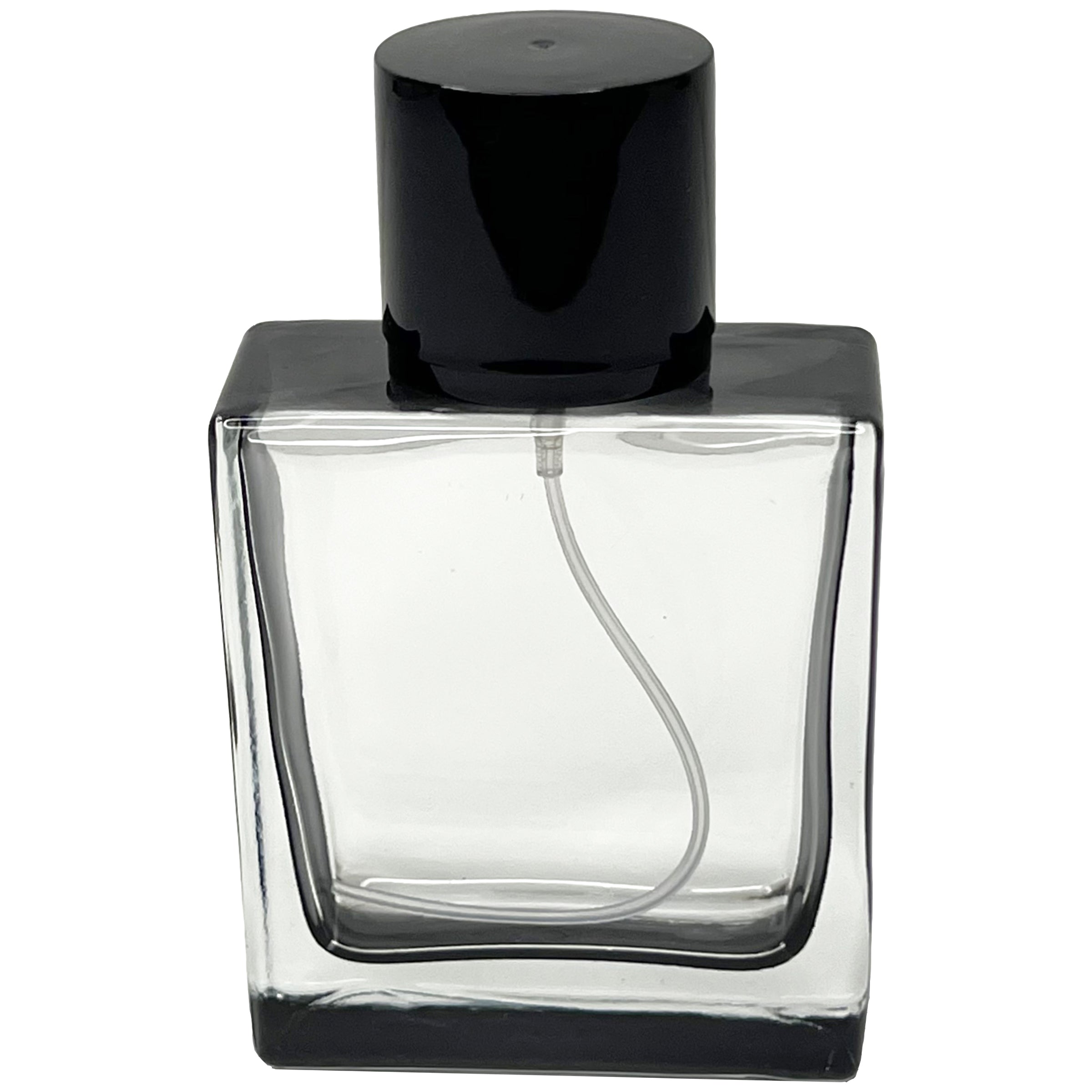 50ml 1.7oz dark tinted black clear square perfume spray bottles