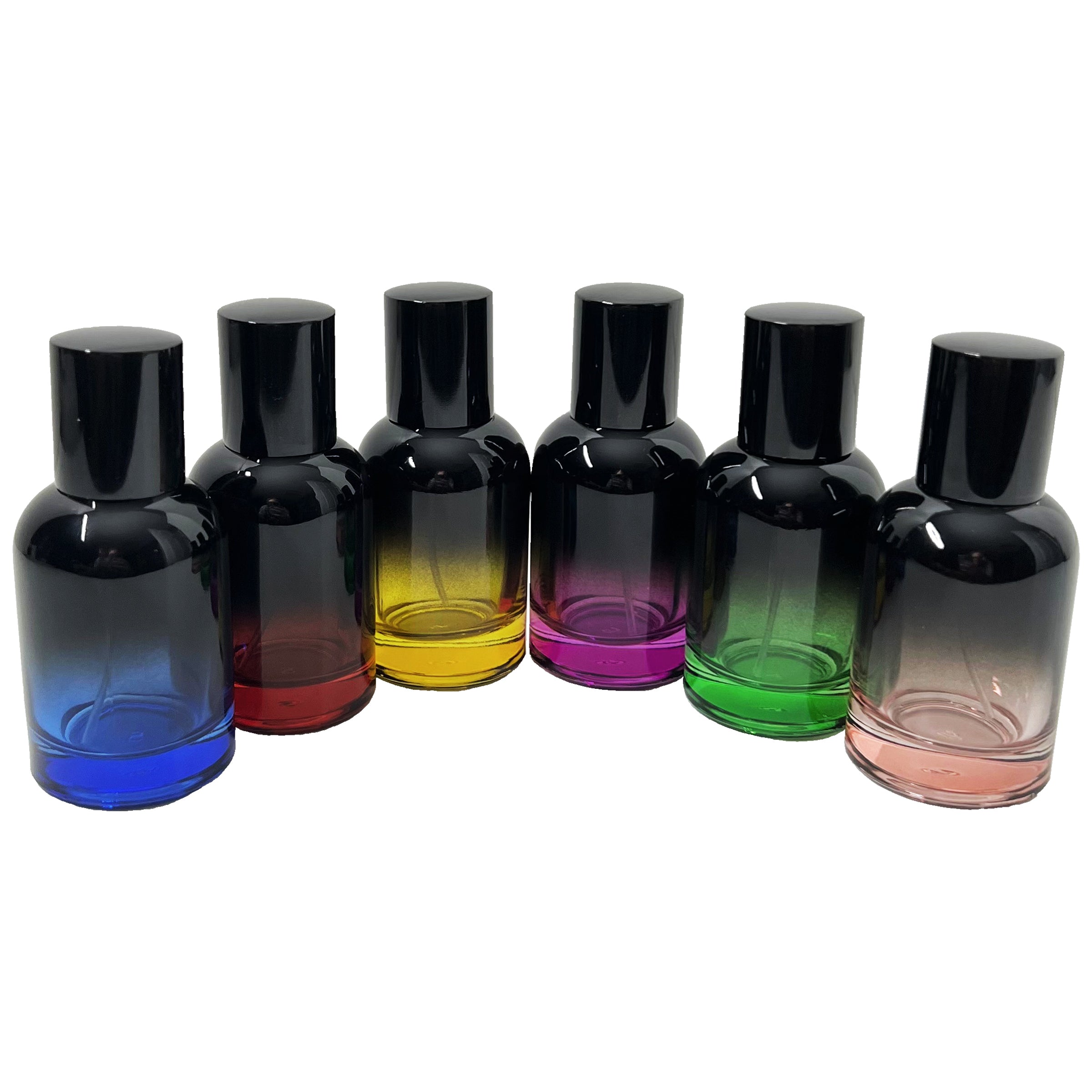 30ml 1oz Boston Round 6 colors Gradient Black perfume spray bottles