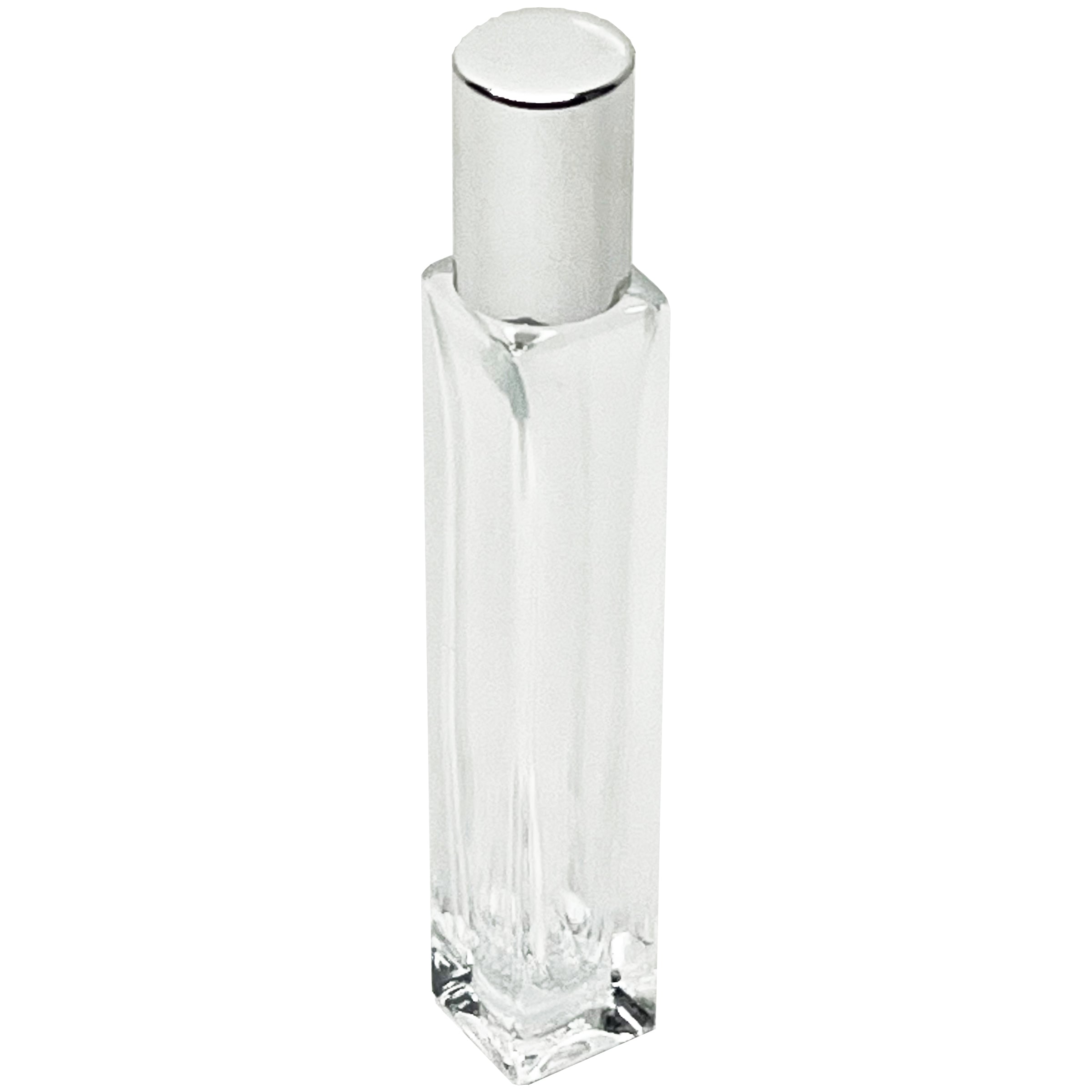 10ml 0.33oz square glass stainless steel roller ball bottles