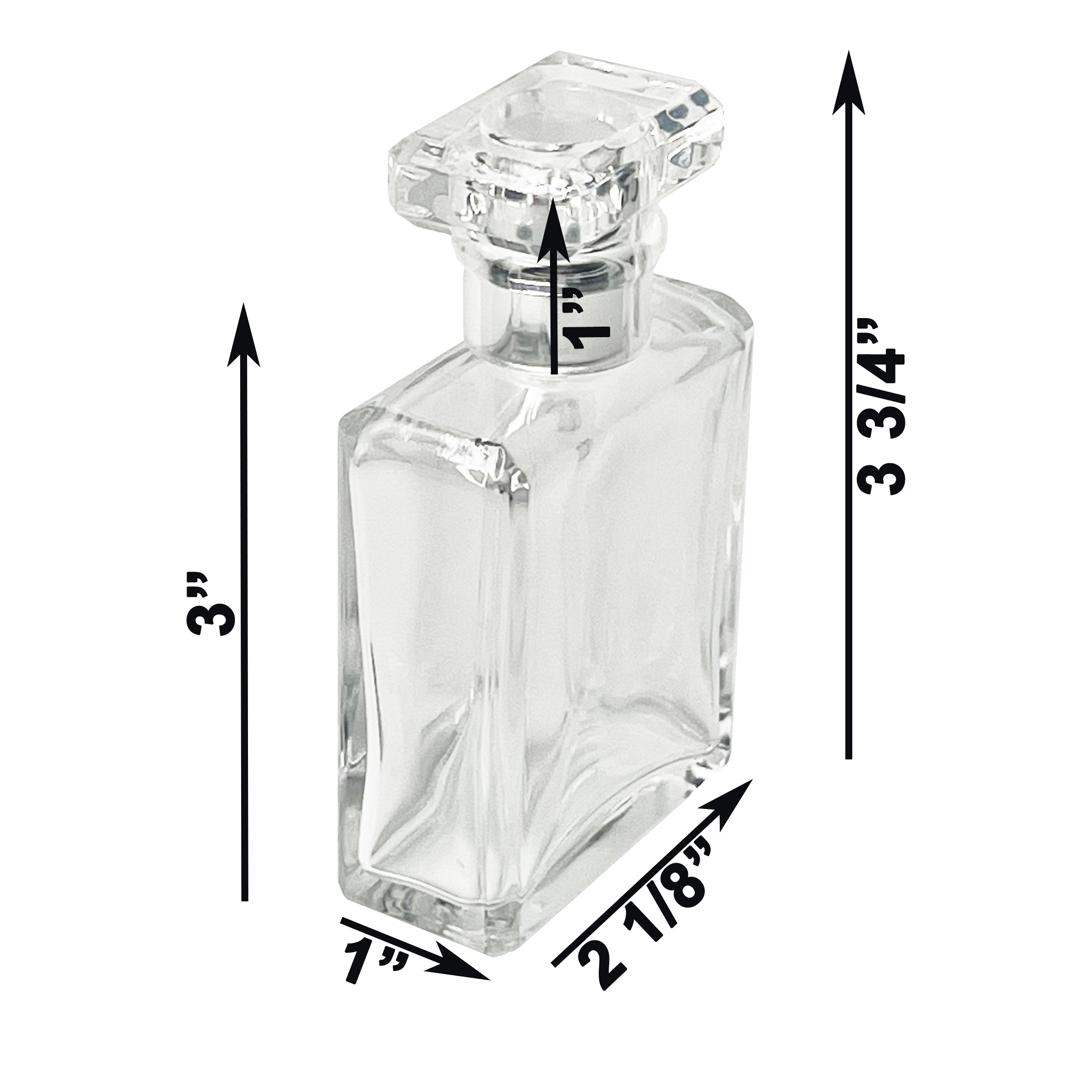 50ml 1.7oz square clear T-cap perfume spray bottles