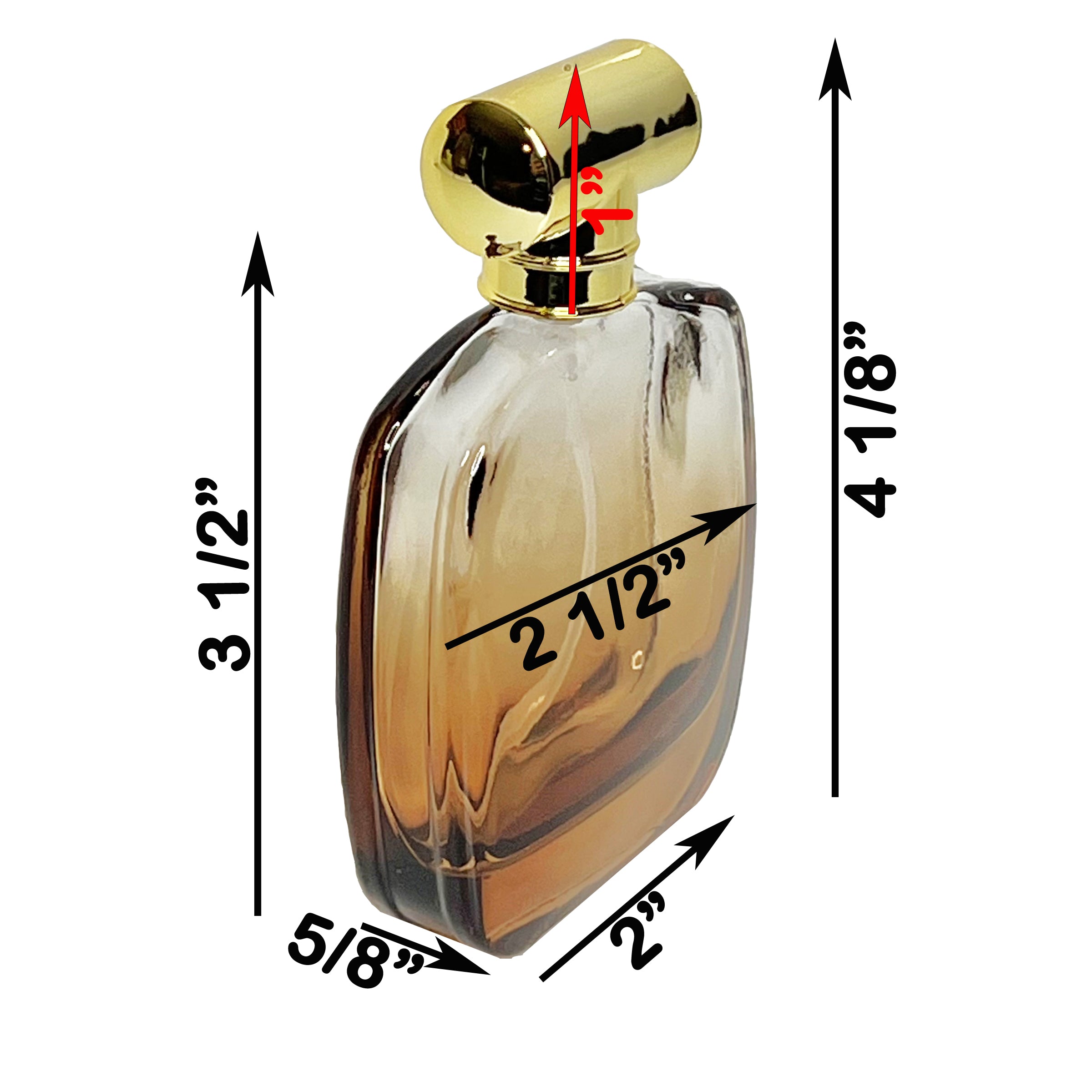 50ml 1.7oz Amber gradient thick glass perfume spray bottles