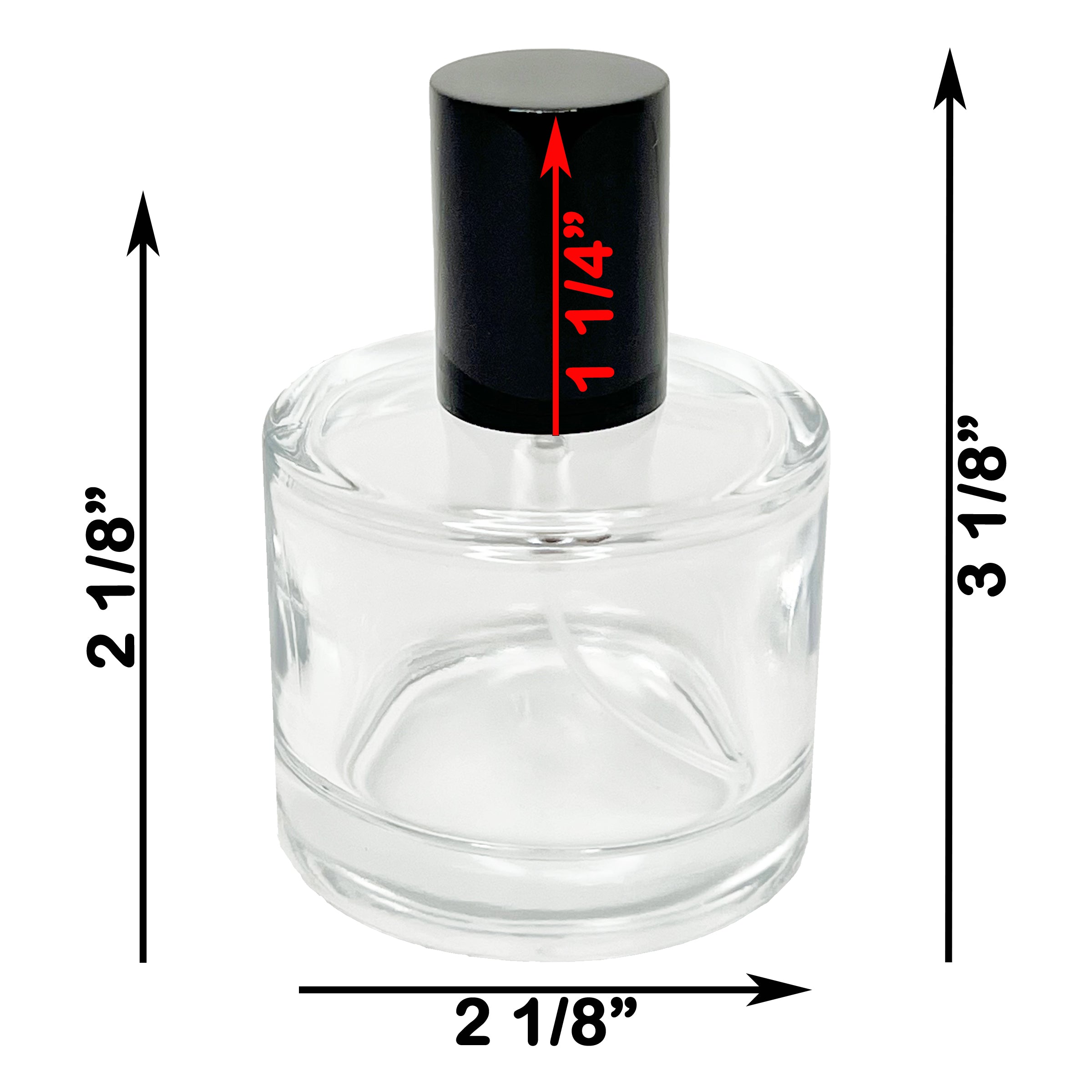 50ml 1.7oz Round Thick Glass Perfume Spray Bottles