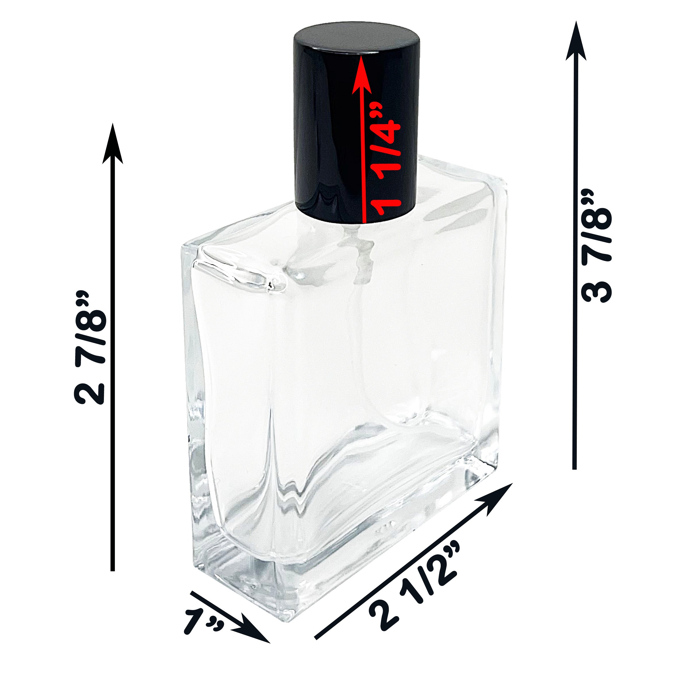 50ml 1.7oz square clear glass perfume spray bottles
