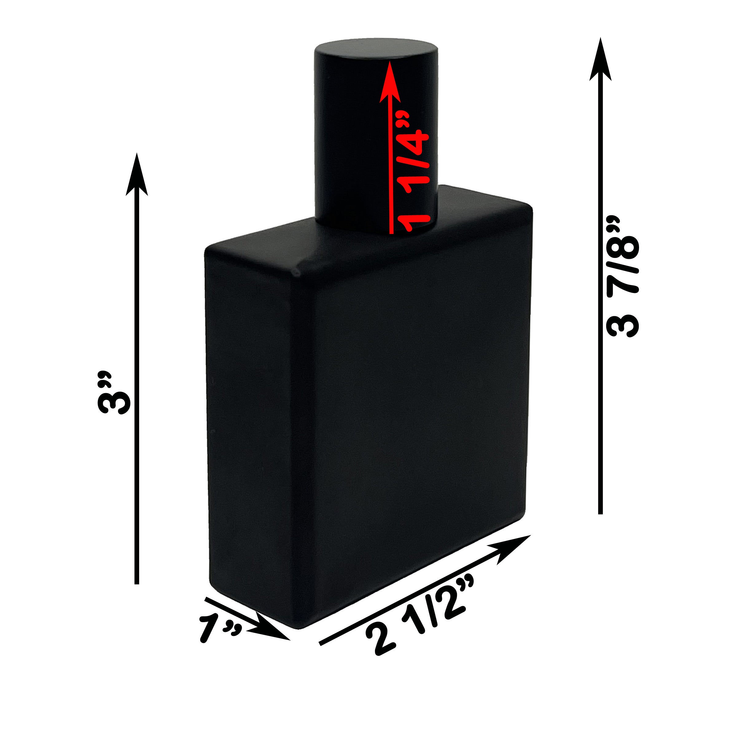 50ml 1.7oz matte black square glass perfume spray bottle