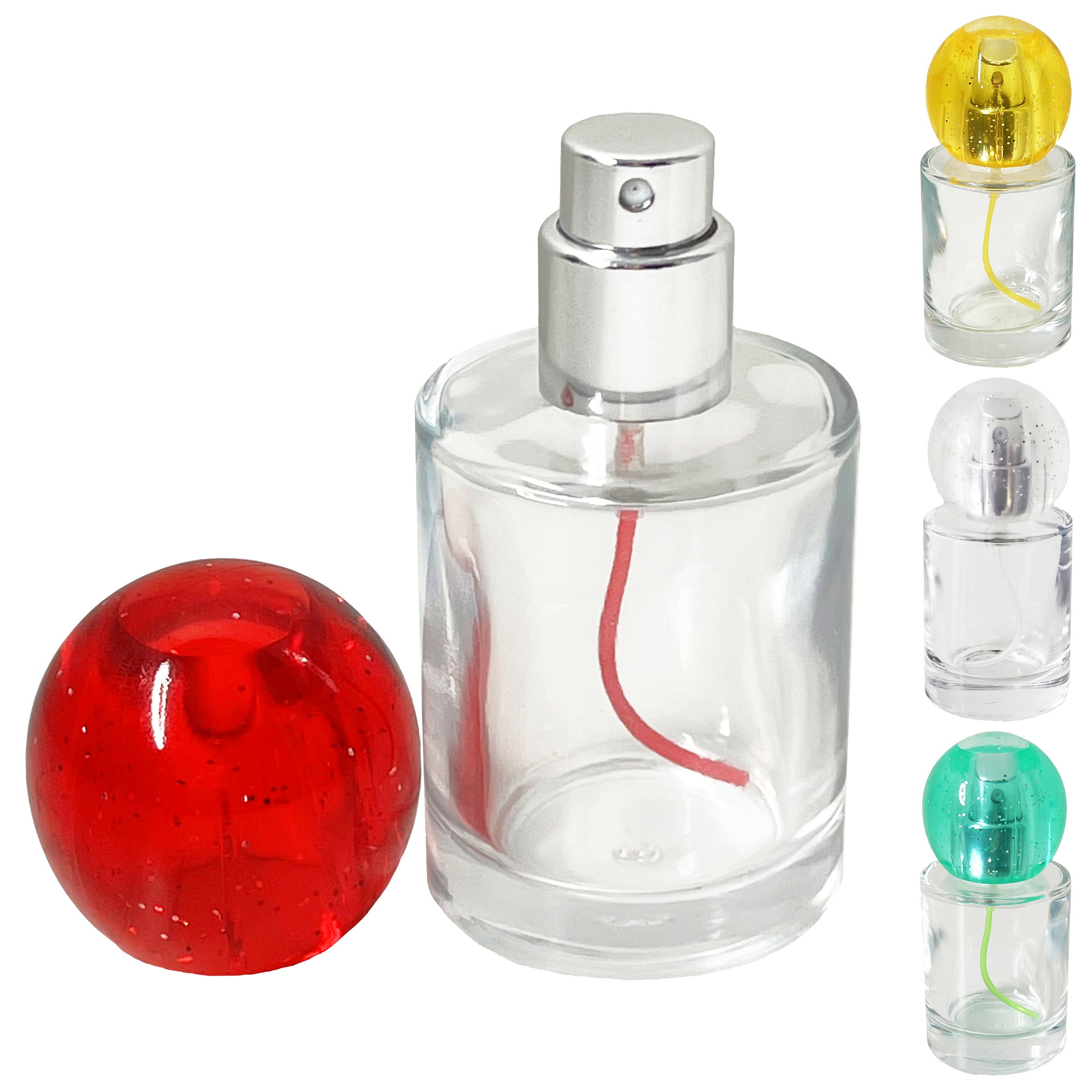 30ml 1oz cylinder colored sphere lids glass spray bottles