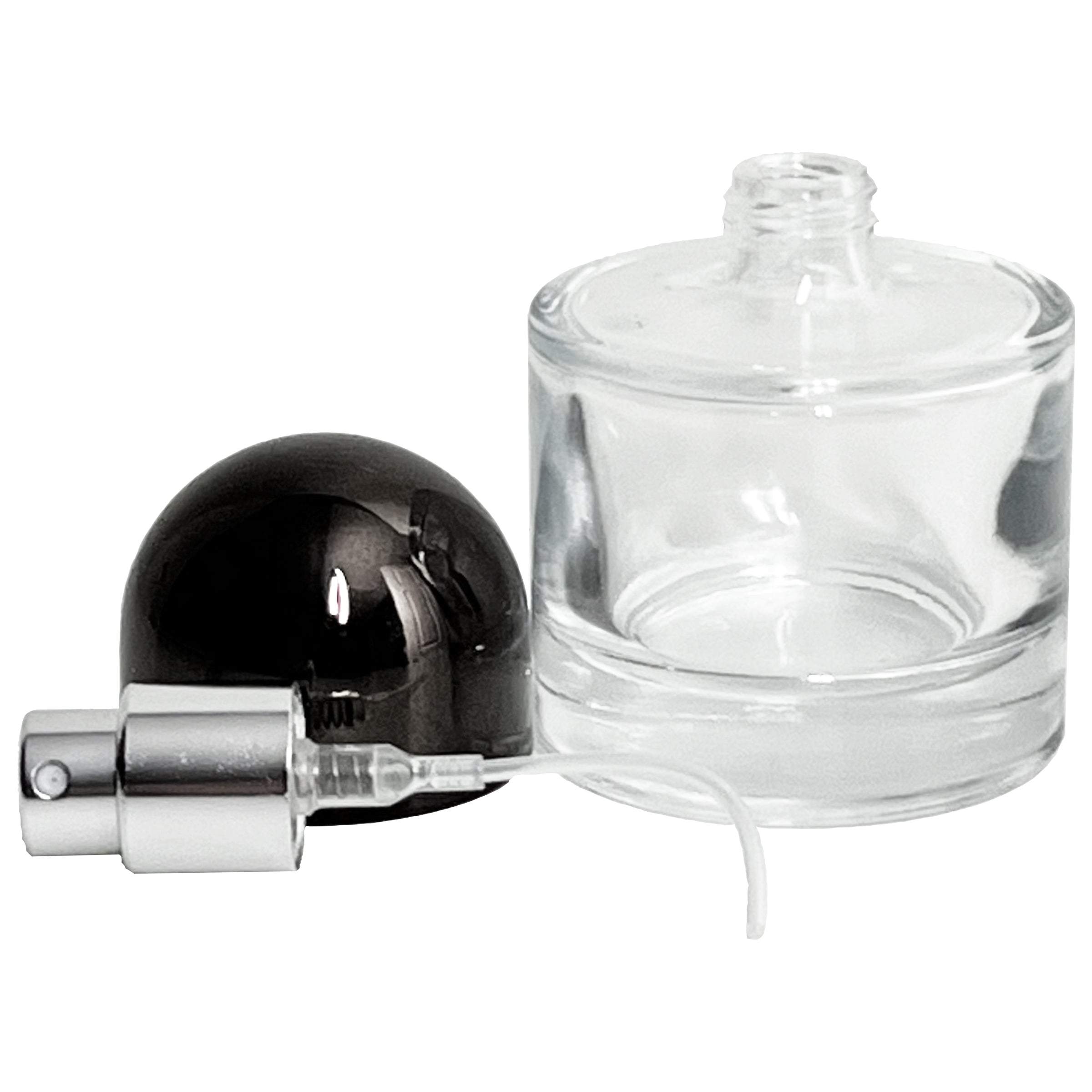 30ml 1oz Round metallic Black Half Cap Thick Glass Spray Bottles