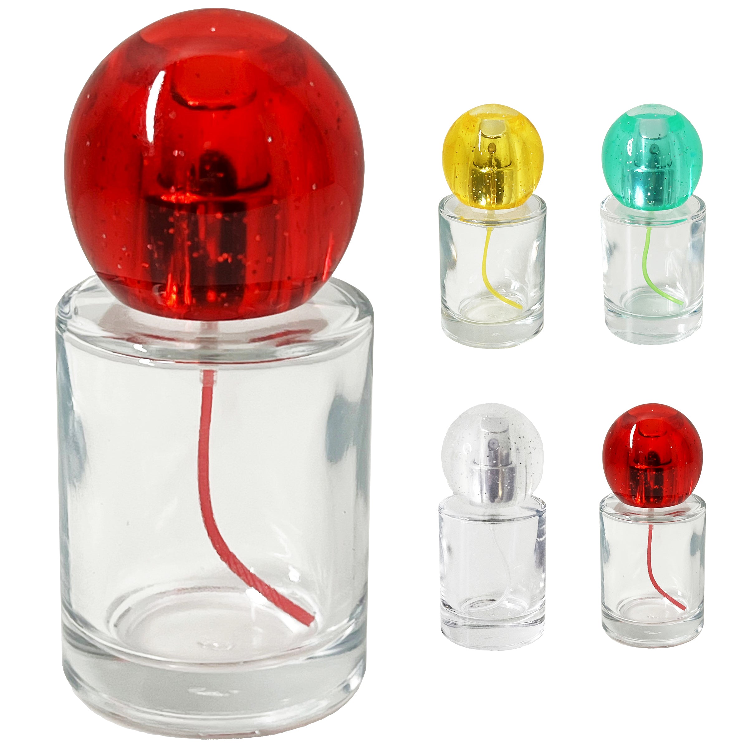30ml 1oz cylinder colored sphere lids glass spray bottles