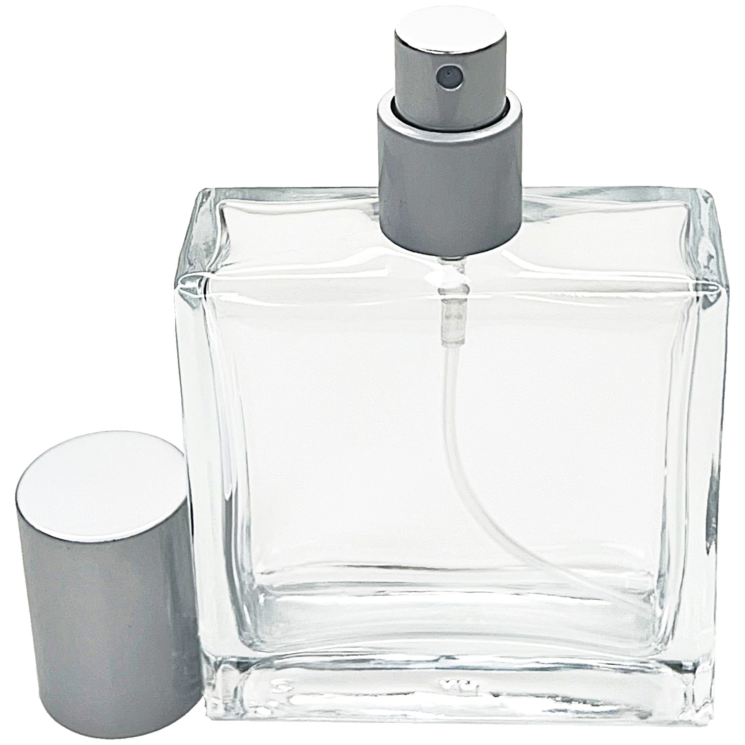 50ml 1.7oz square clear glass perfume spray bottles