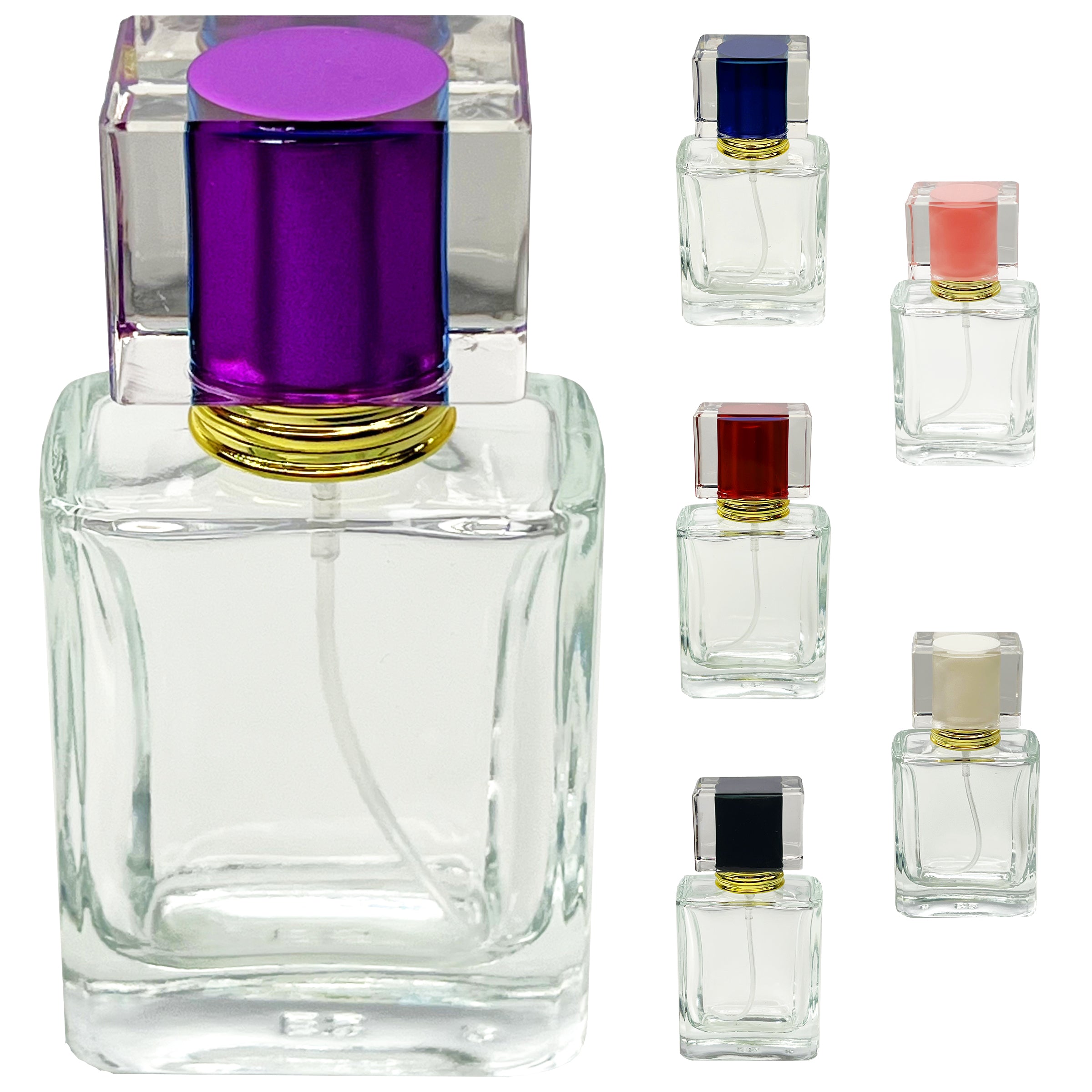 30ml 1oz clear square 6 colors perfume glass spray bottles