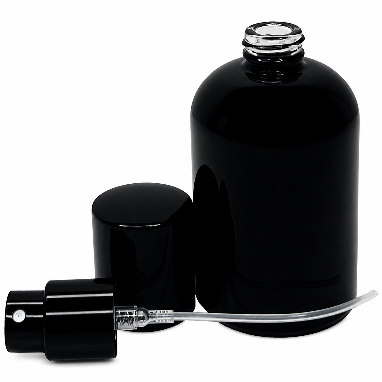 30ml 1oz all shiny black Boston Round glass perfume spray bottles