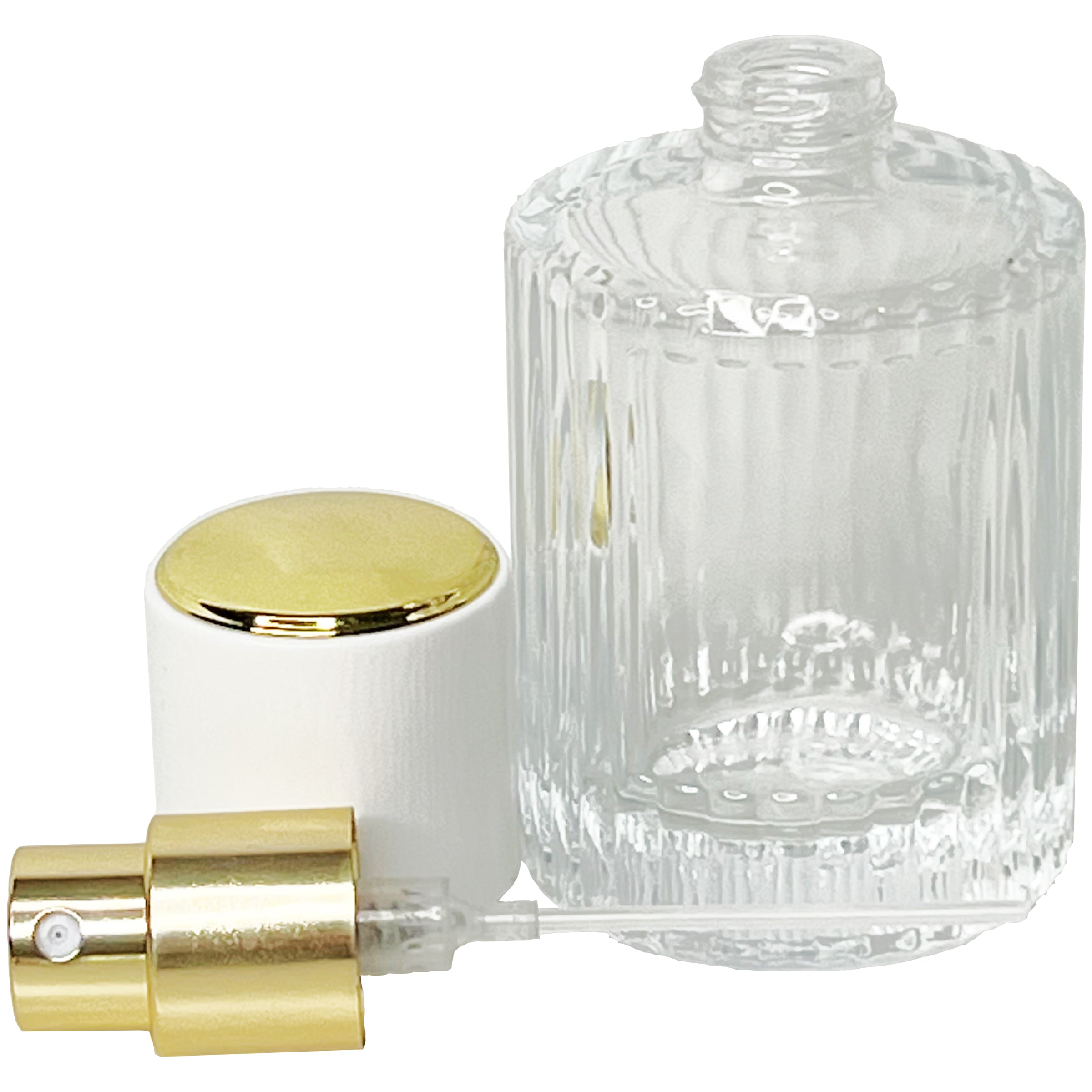 30ml 1oz Thick Glass perfume bottle striped cylinder upgraded white gold caps