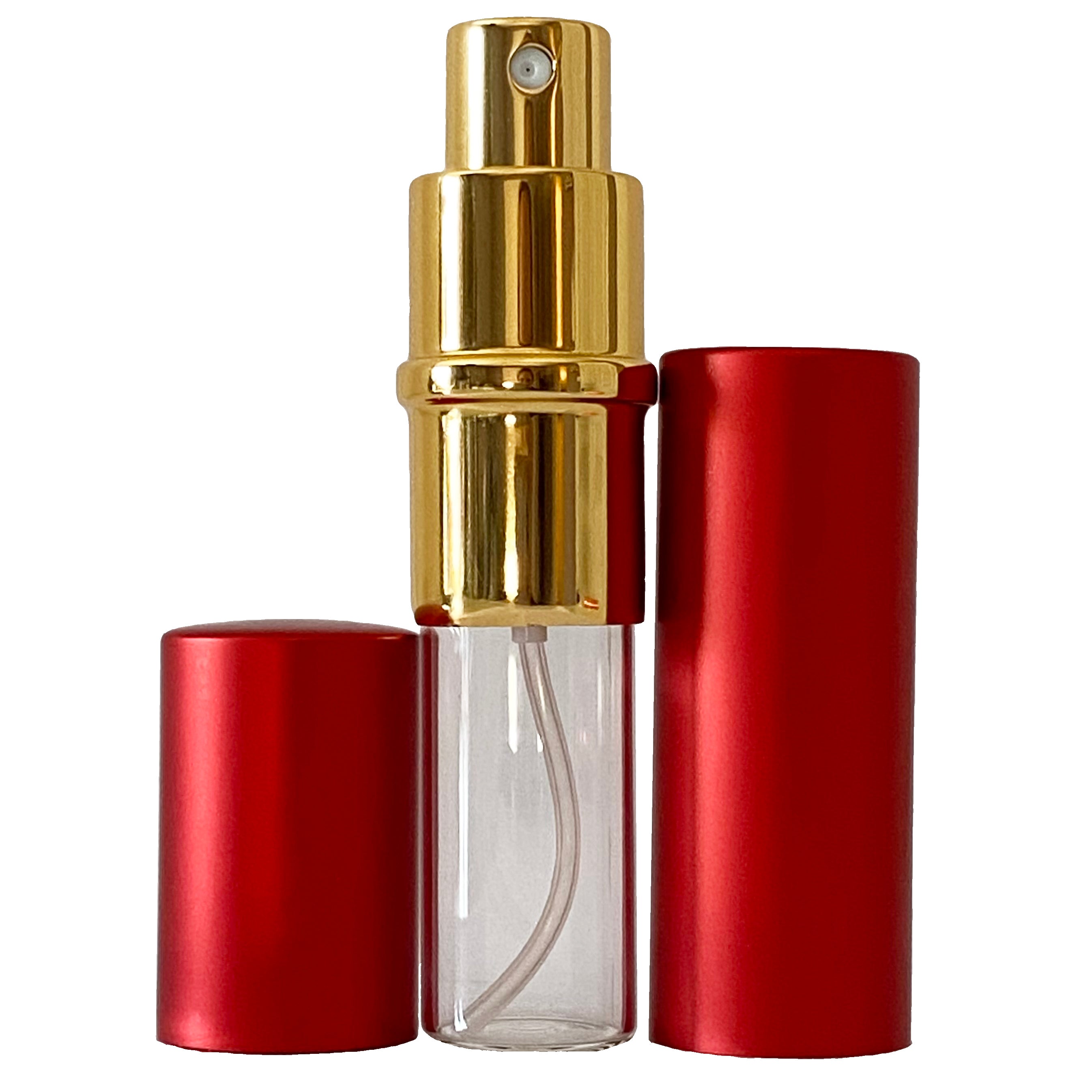 10ml 0.33oz Red Perfume Glass Spray Deluxe Bottles Gold Atomizers