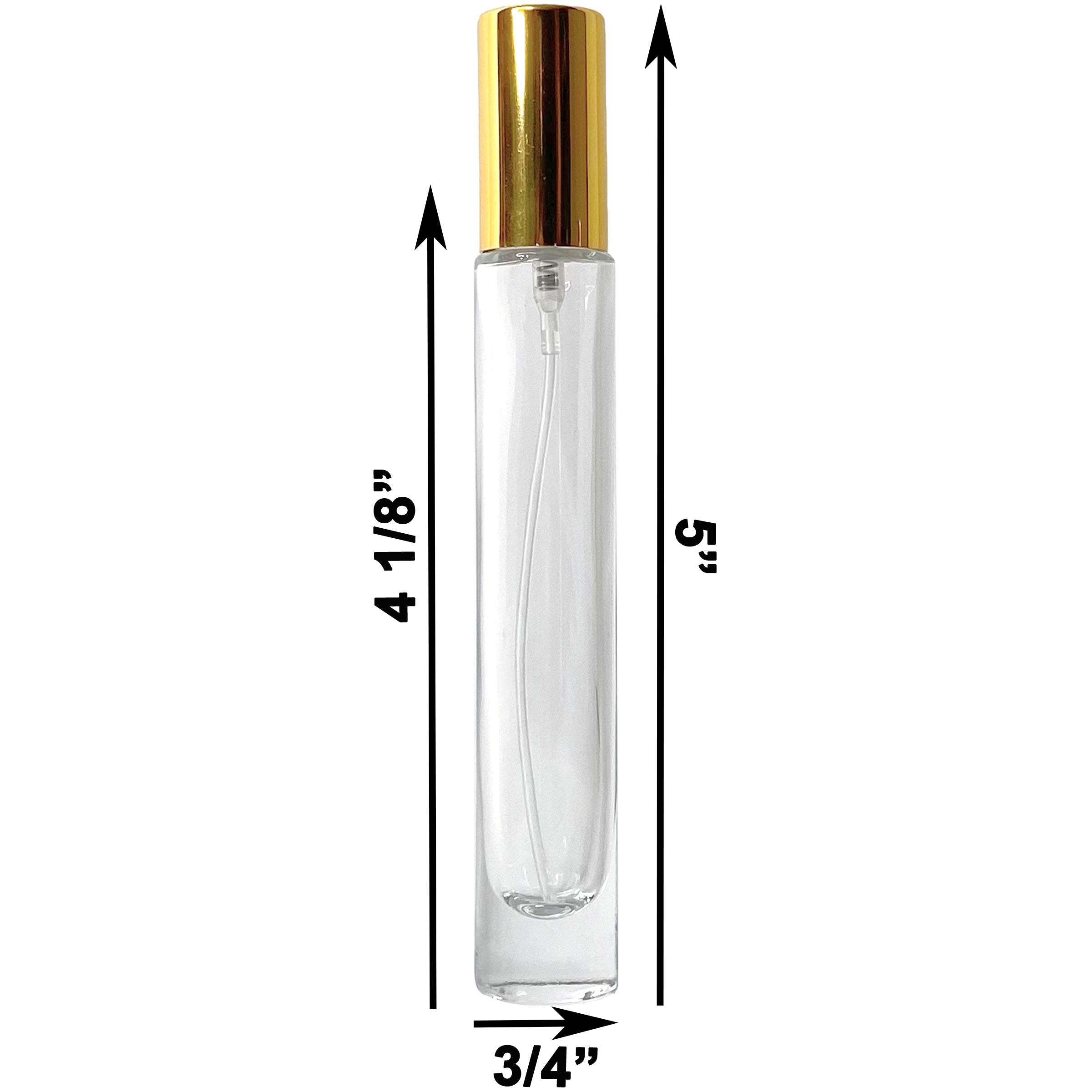 10ml 0.33oz Perfume Cylinder Thick Glass Spray Bottle Gold Atomizer