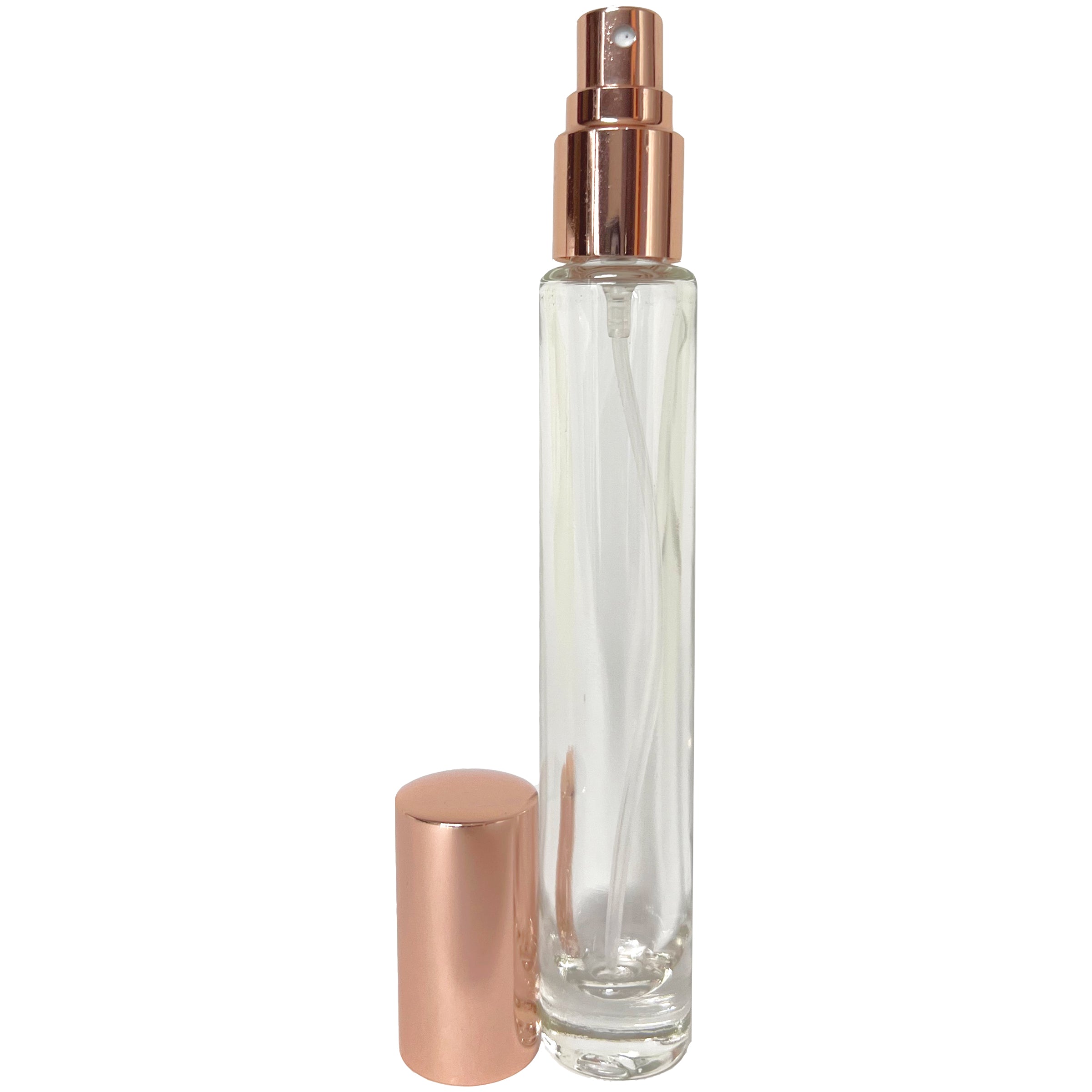 10ml 0.33oz Perfume Cylinder Thick Glass Bottles Rose Gold Atomizers