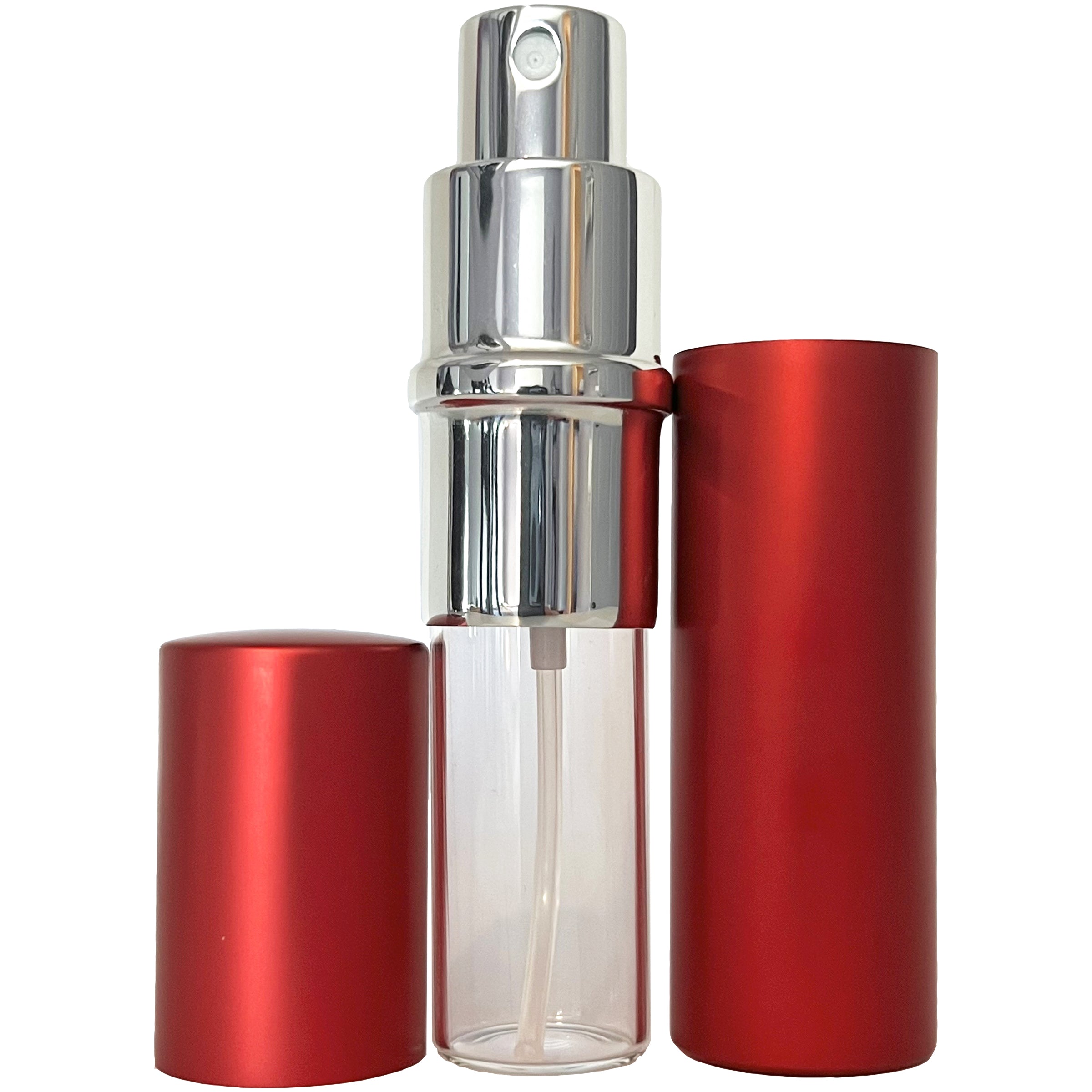 10ml 0.33oz Red Perfume Glass Spray Deluxe Bottles Silver Atomizers