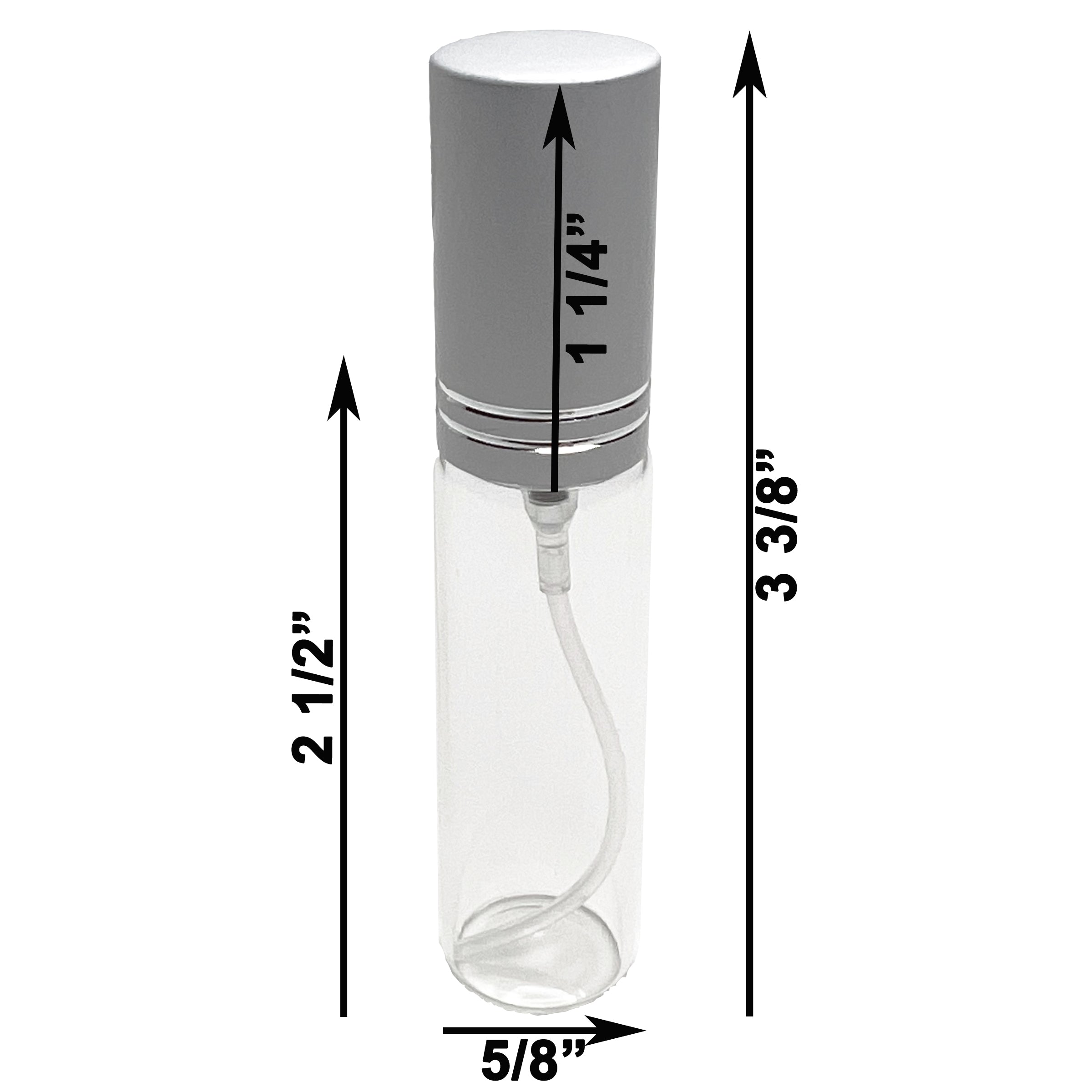 10ml 0.33oz Perfume Glass Spray Bottles Matte Silver Line Cap