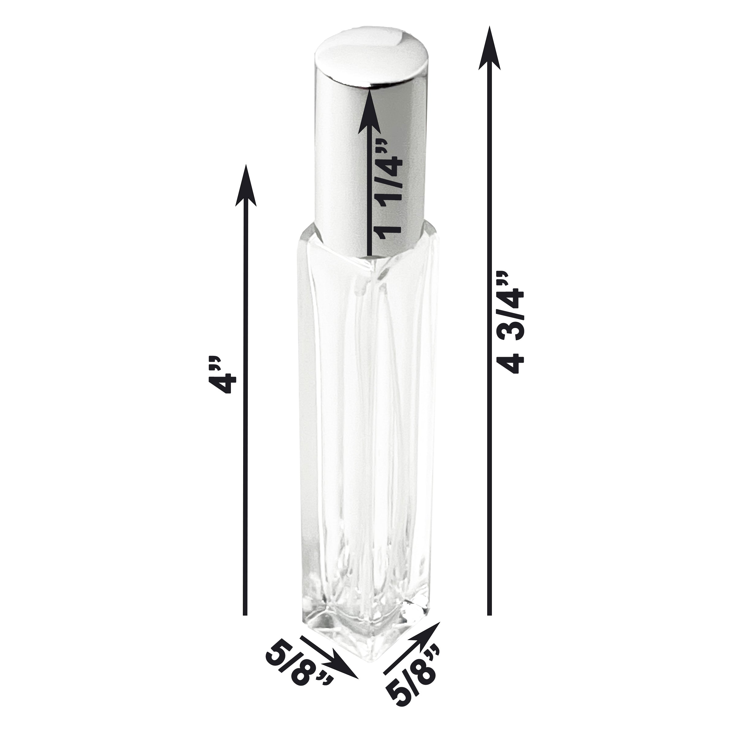 10ml 0.33oz Square Glass Spray Bottle Aluminum Atomizer