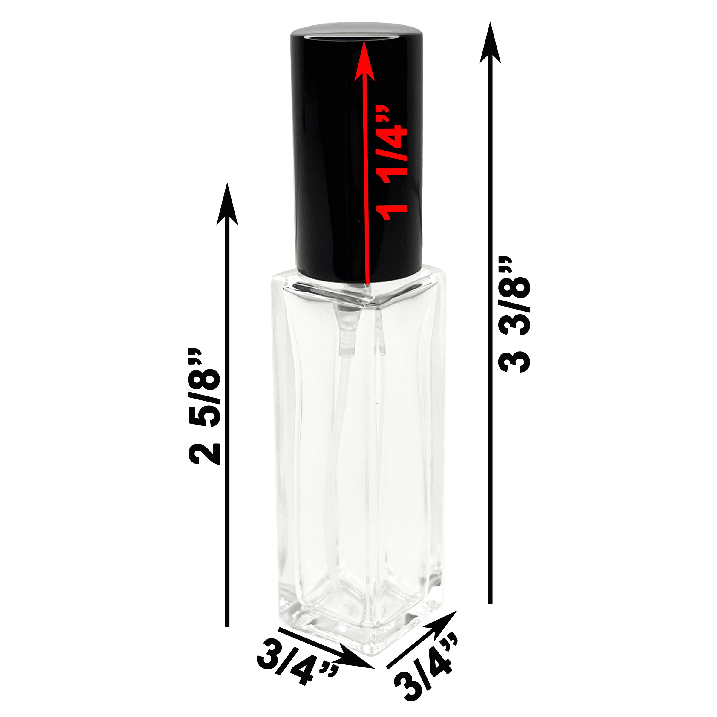 10ml 0.33oz Perfume Thick Glass Tall Spray Bottles Black Atomizers