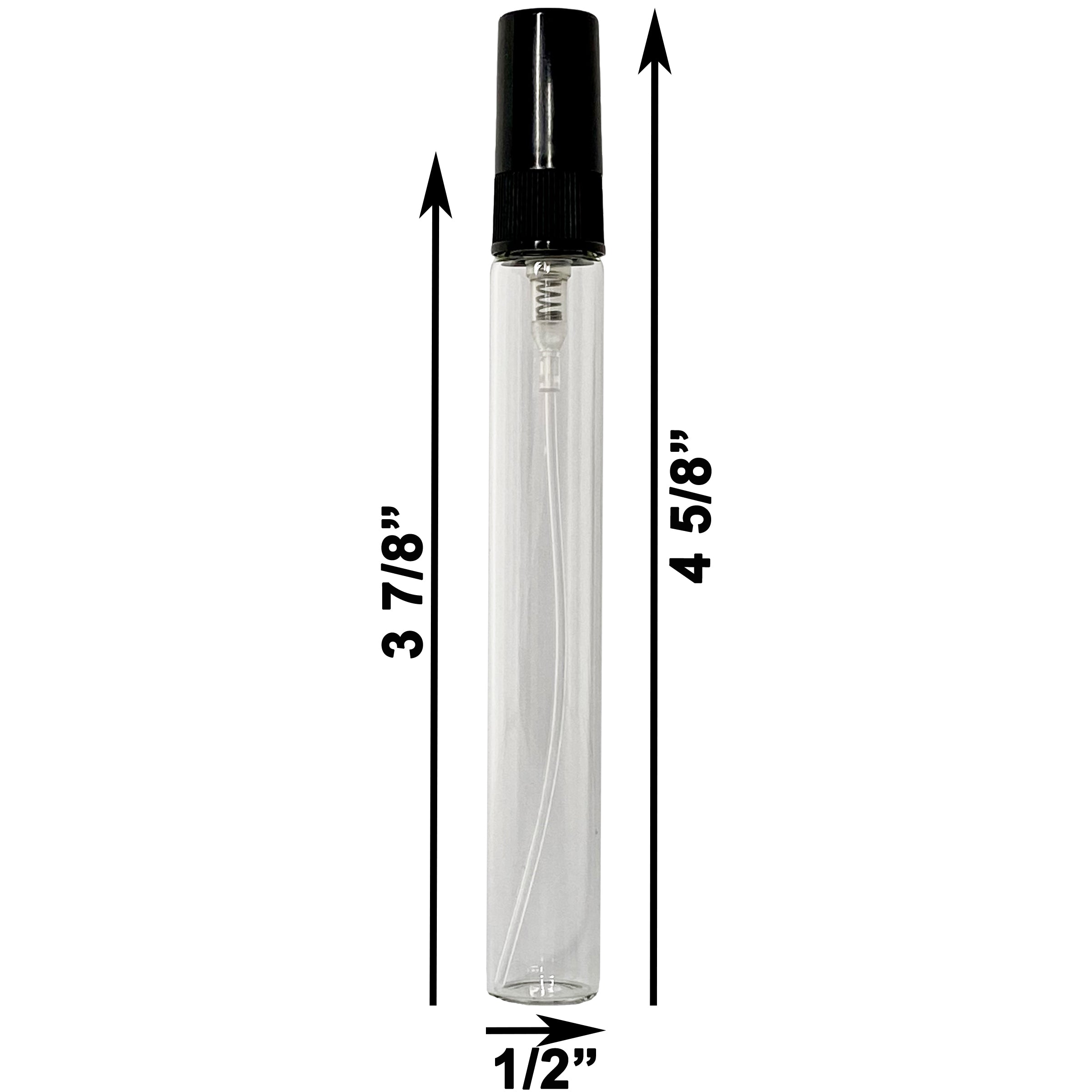 10ml 0.33oz Clear Perfume Tall Glass Spray Bottles Black Atomizer