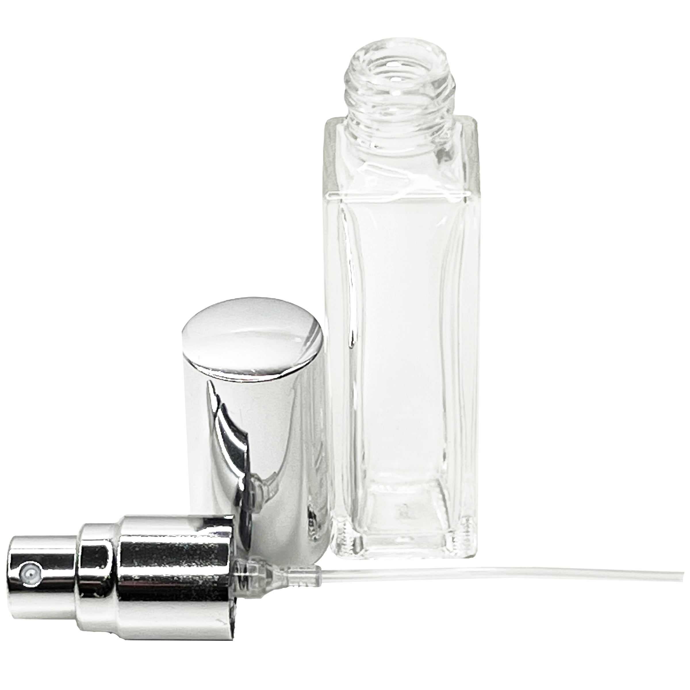 10ml 0.33oz Perfume Thick Glass Tall Spray Bottles Silver Atomizers
