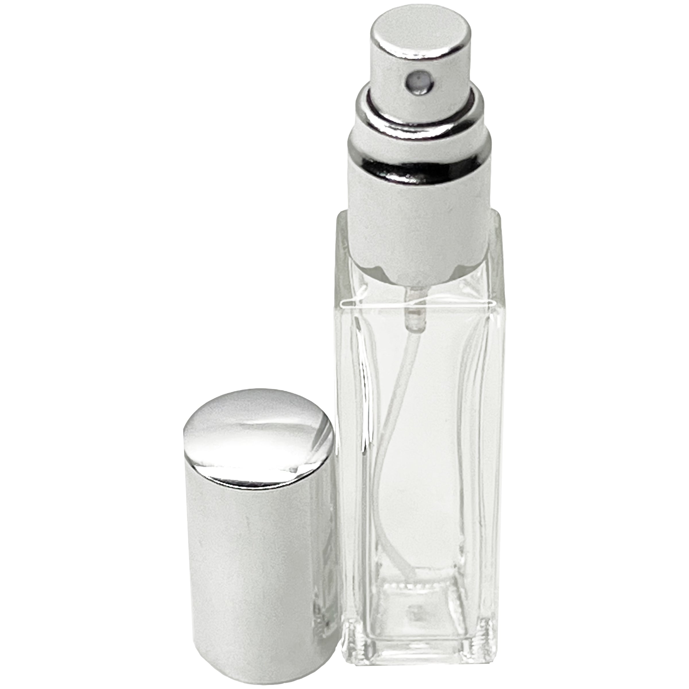 10ml 0.33oz Perfume Thick Glass Tall Spray Bottles Silver Atomizers 25