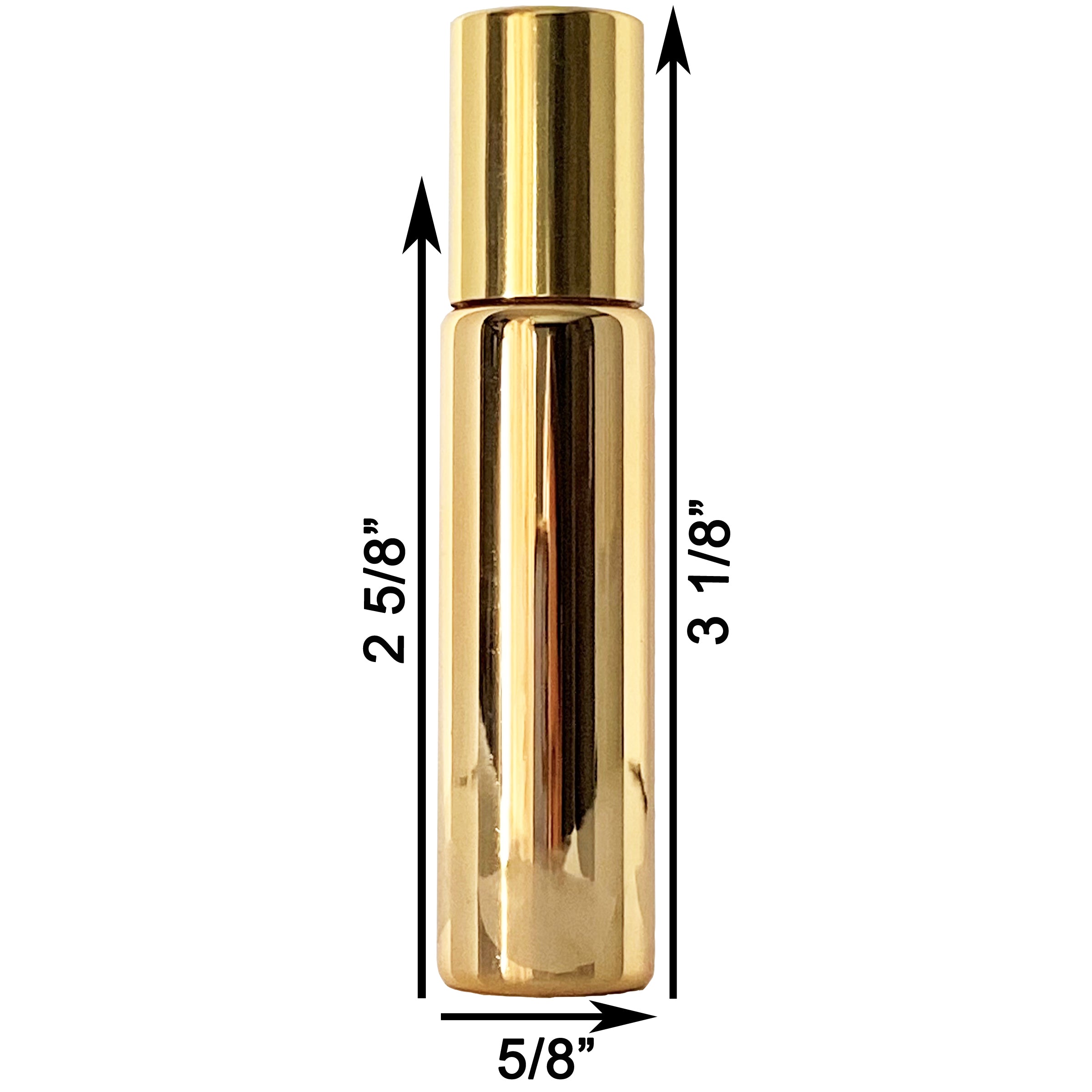 10ml 0.33oz Gold UV Electroplated Glass Roll On Roller Bottles
