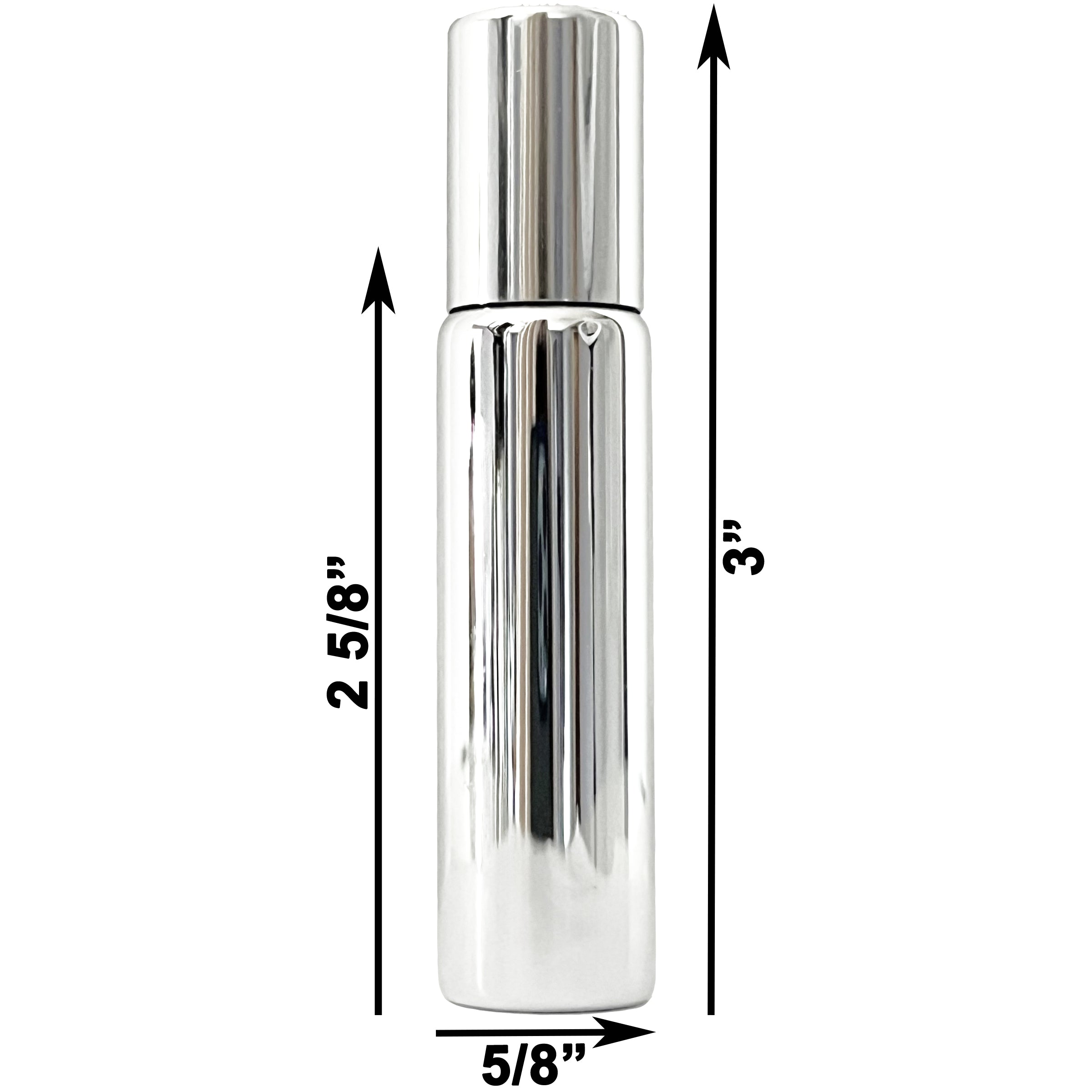 10ml 0.33oz Silver UV Electroplated Glass Roll On Roller Bottles