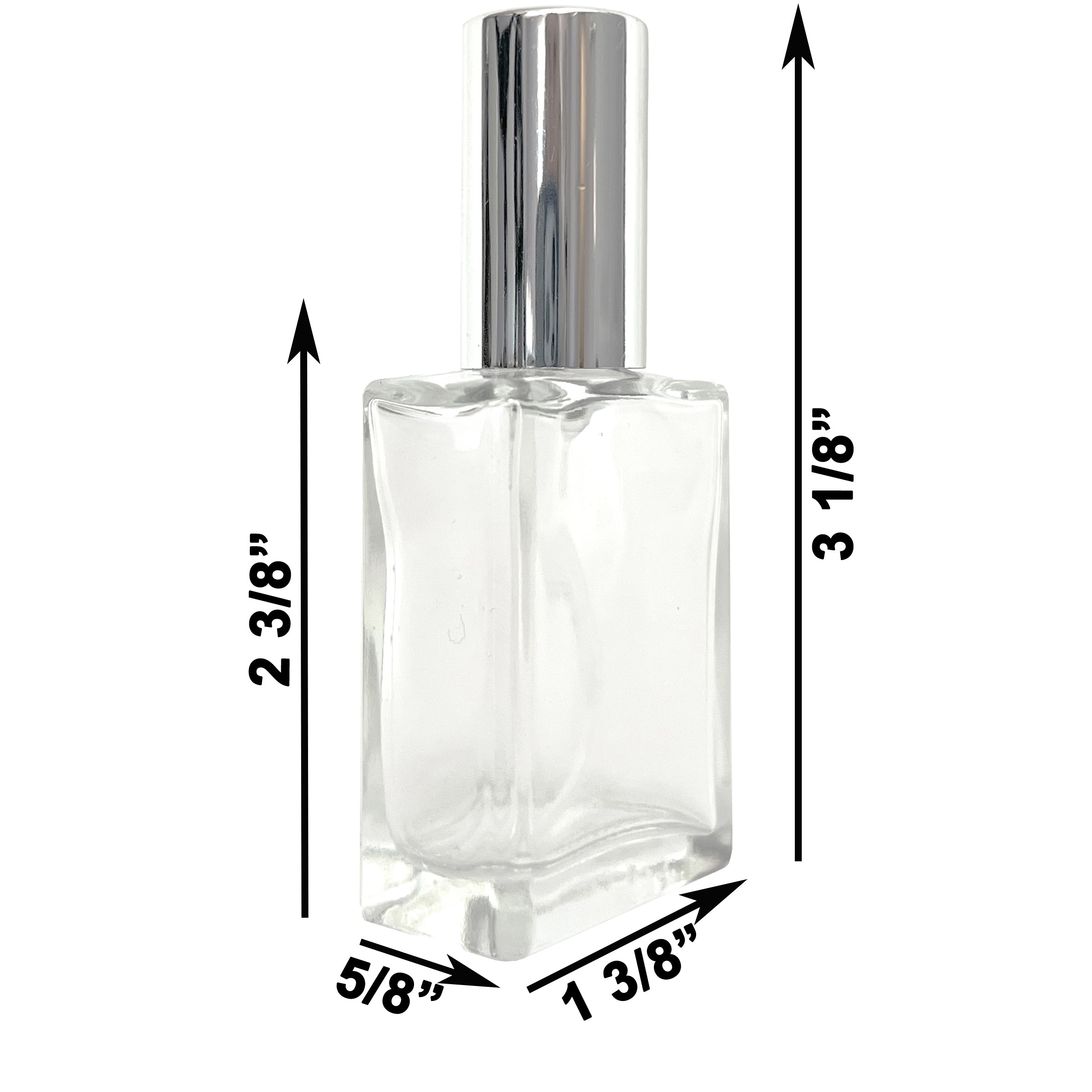 15ml 0.5oz Square Perfume Glass Spray Bottles Silver Atomizers