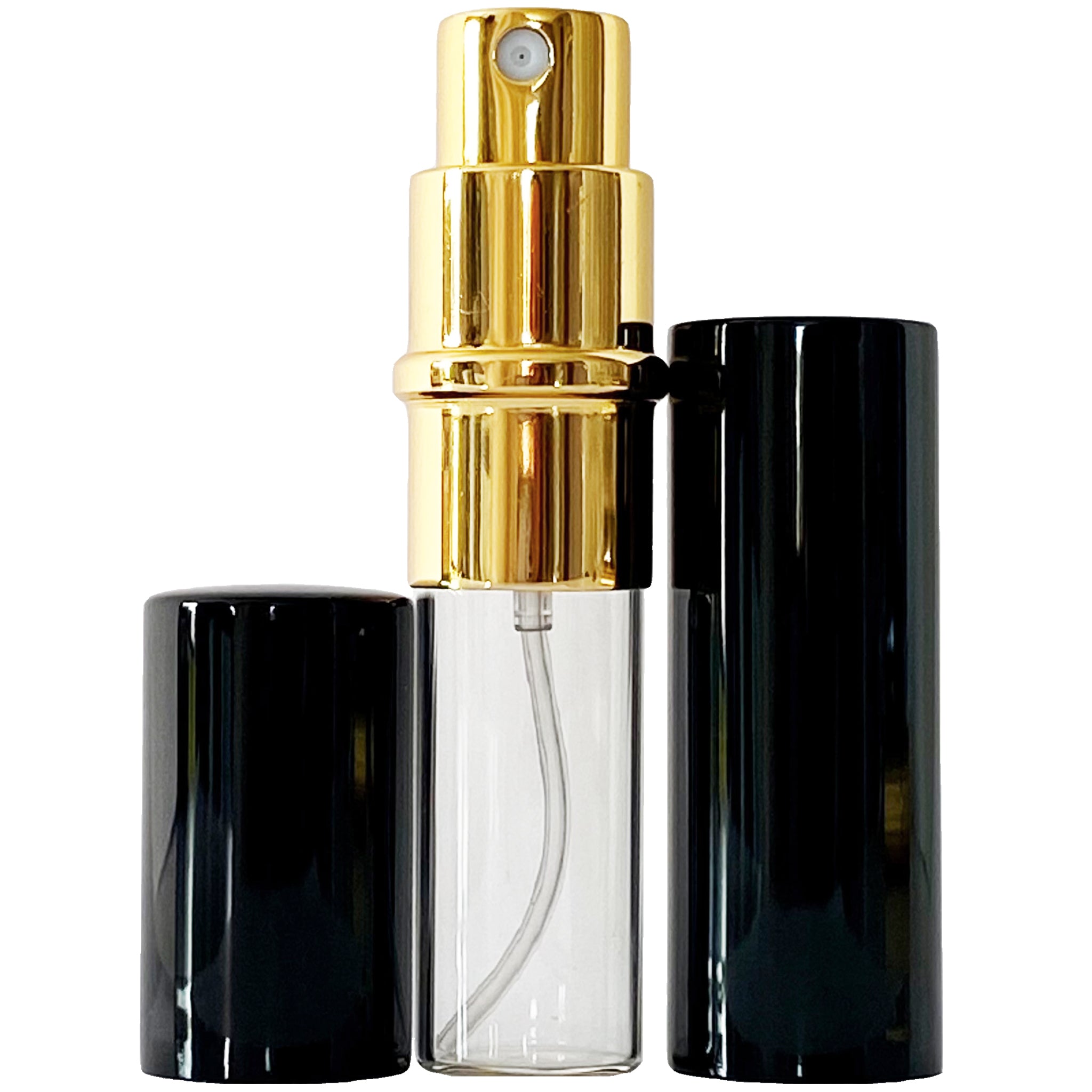 6ml 0.20oz Black Perfume Glass Spray Deluxe Bottles Gold Atomizers