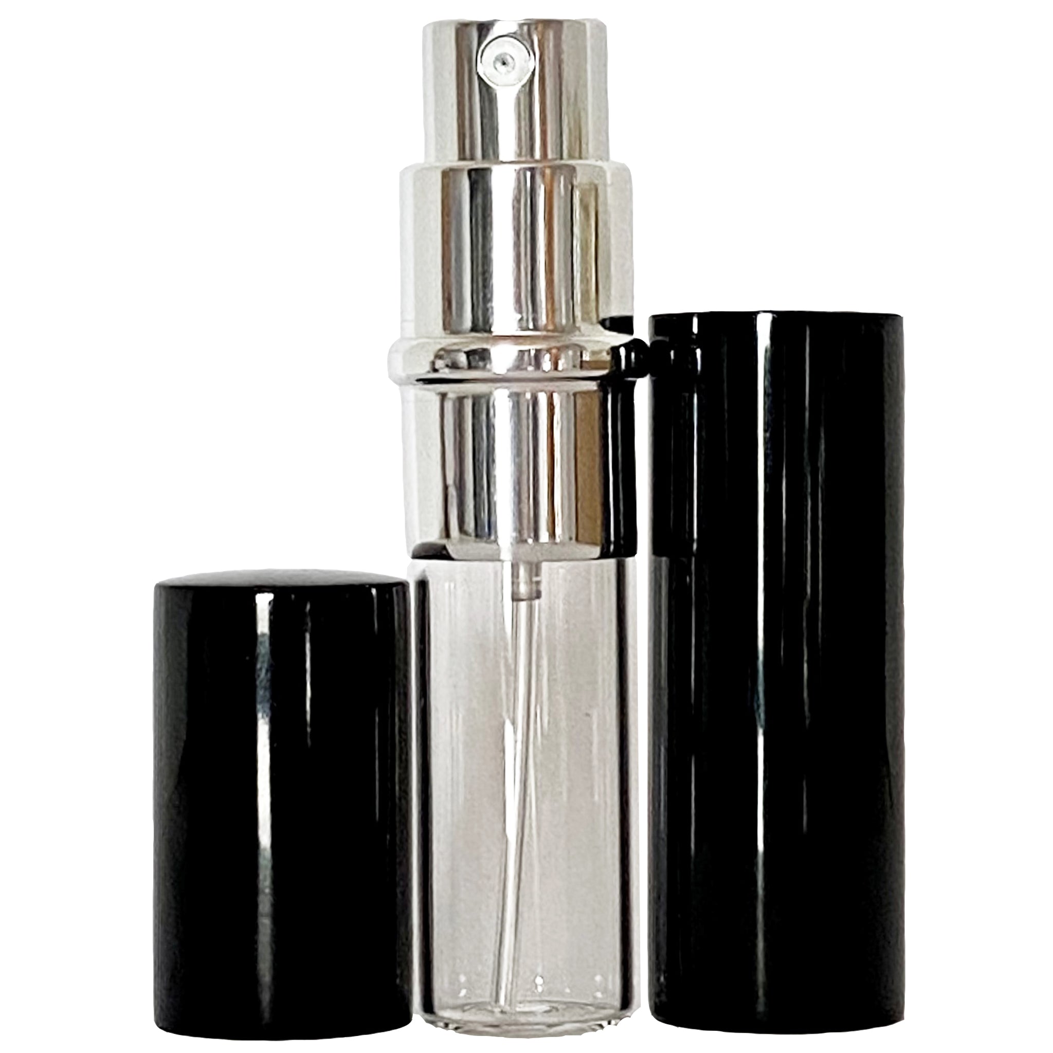 6ml 0.2oz Black Perfume Glass Spray Deluxe Bottles Silver Atomizers 25