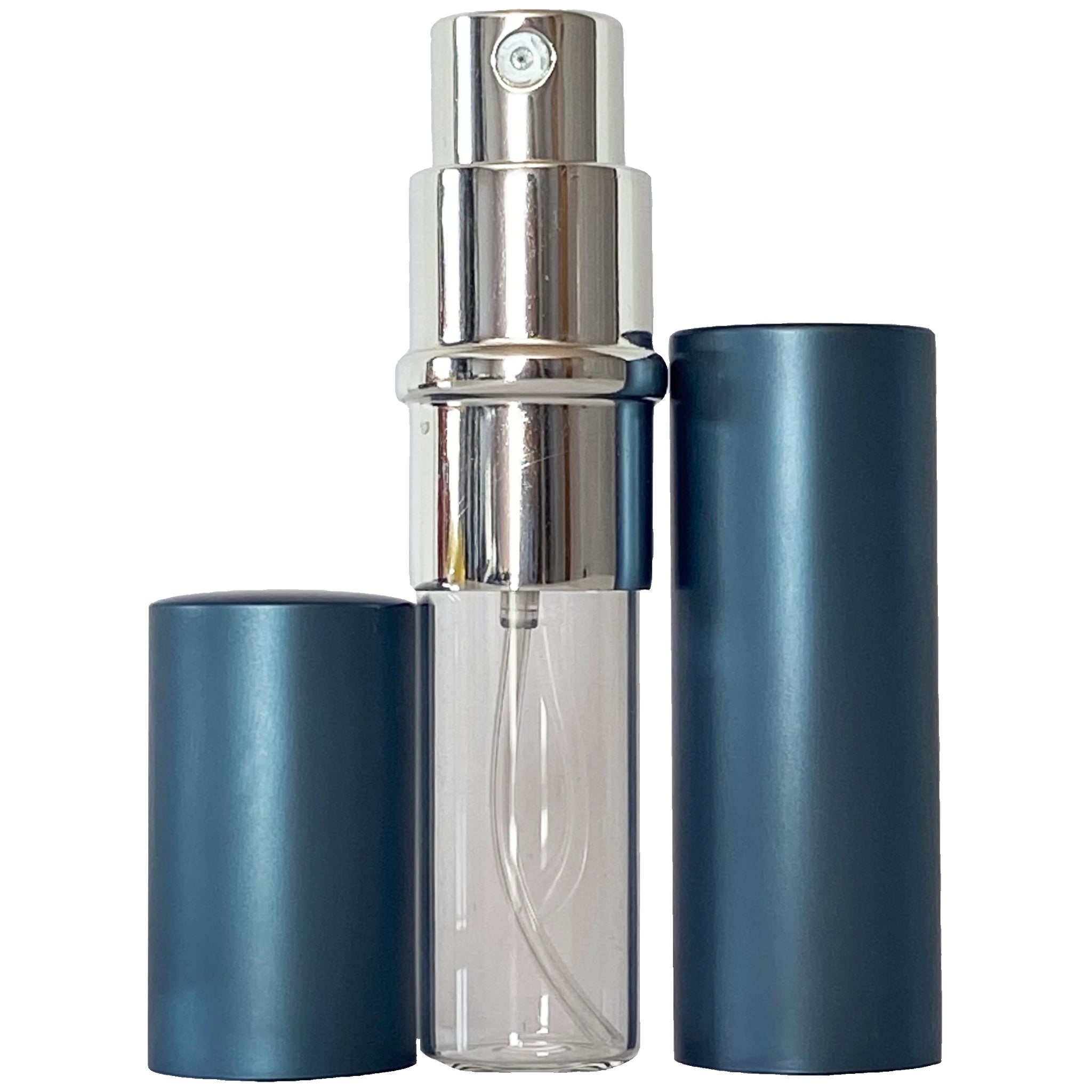 6ml 0.2oz Blue Perfume Glass Spray Deluxe Bottles Silver Atomizers