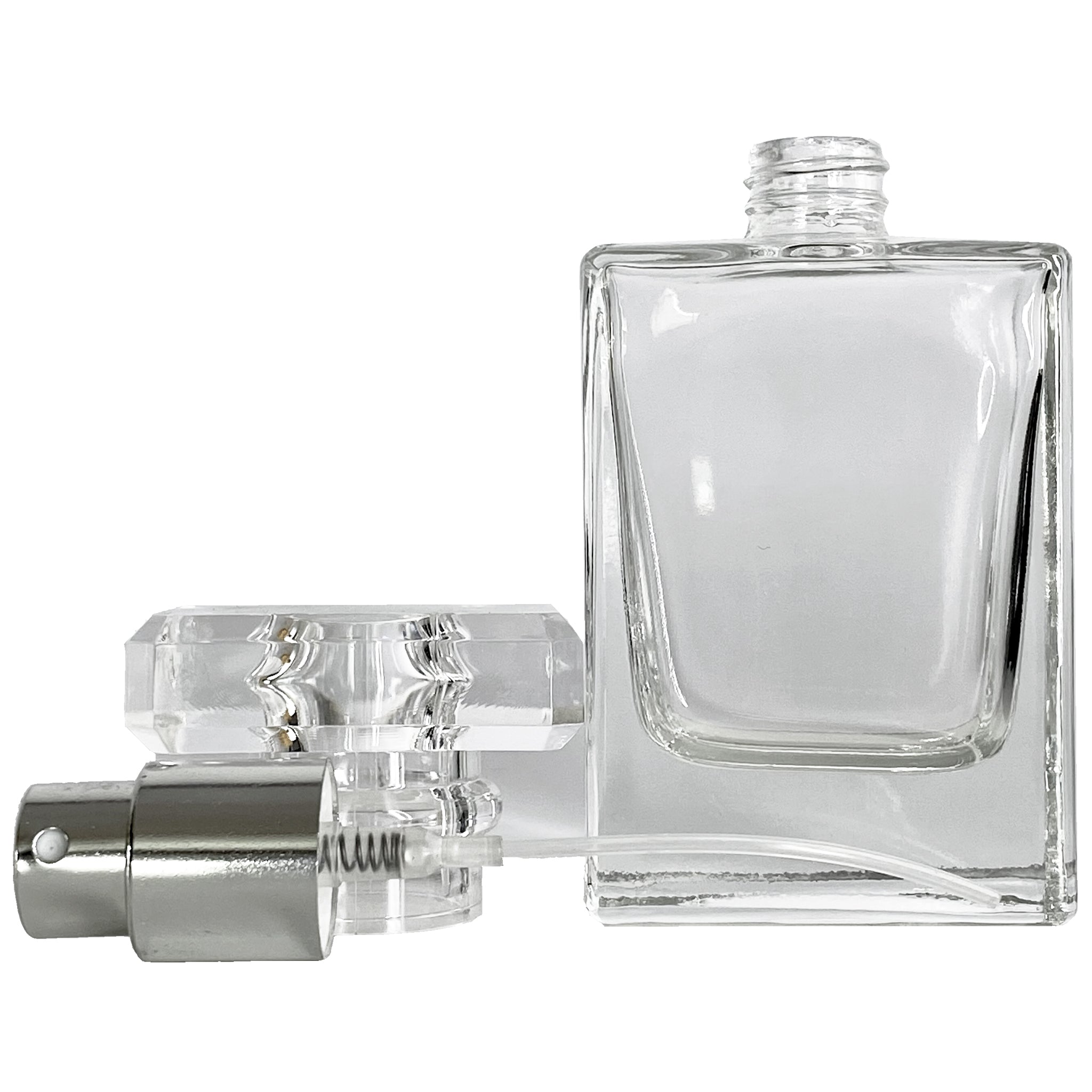 30ml 1oz Perfume Square Glass Spray Bottles Silver Atomizer