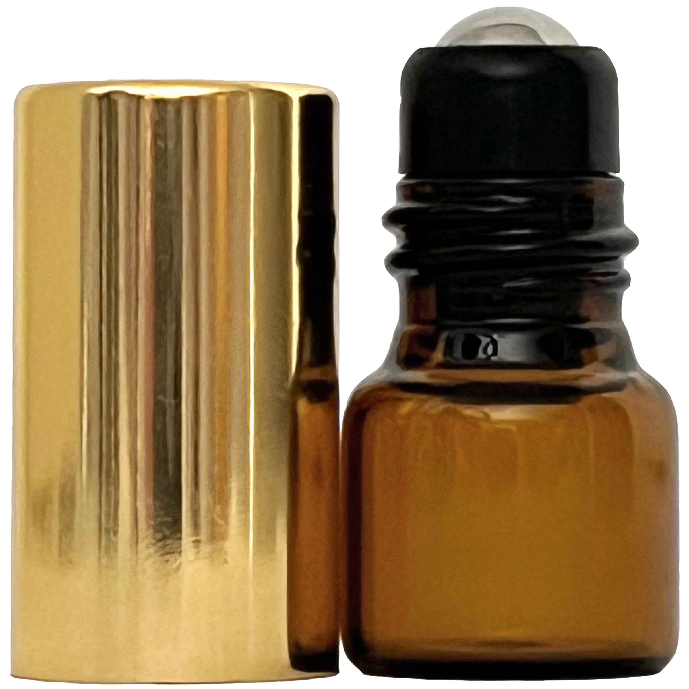 1ml 0.03oz Amber Glass Roll On Roller Bottles Gold Caps