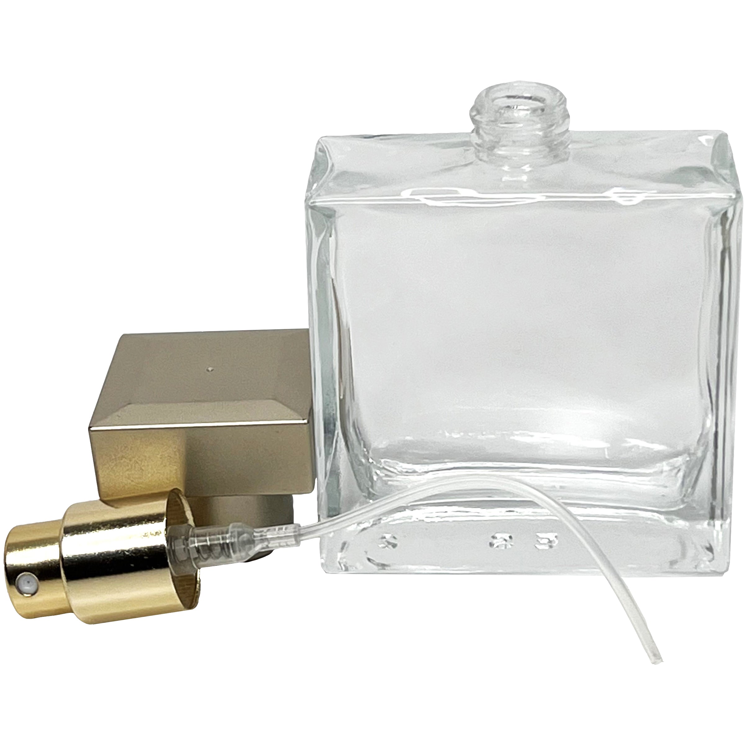 25ml 0.85oz Perfume Thick Glass Square Spray Bottles Bronze Lid
