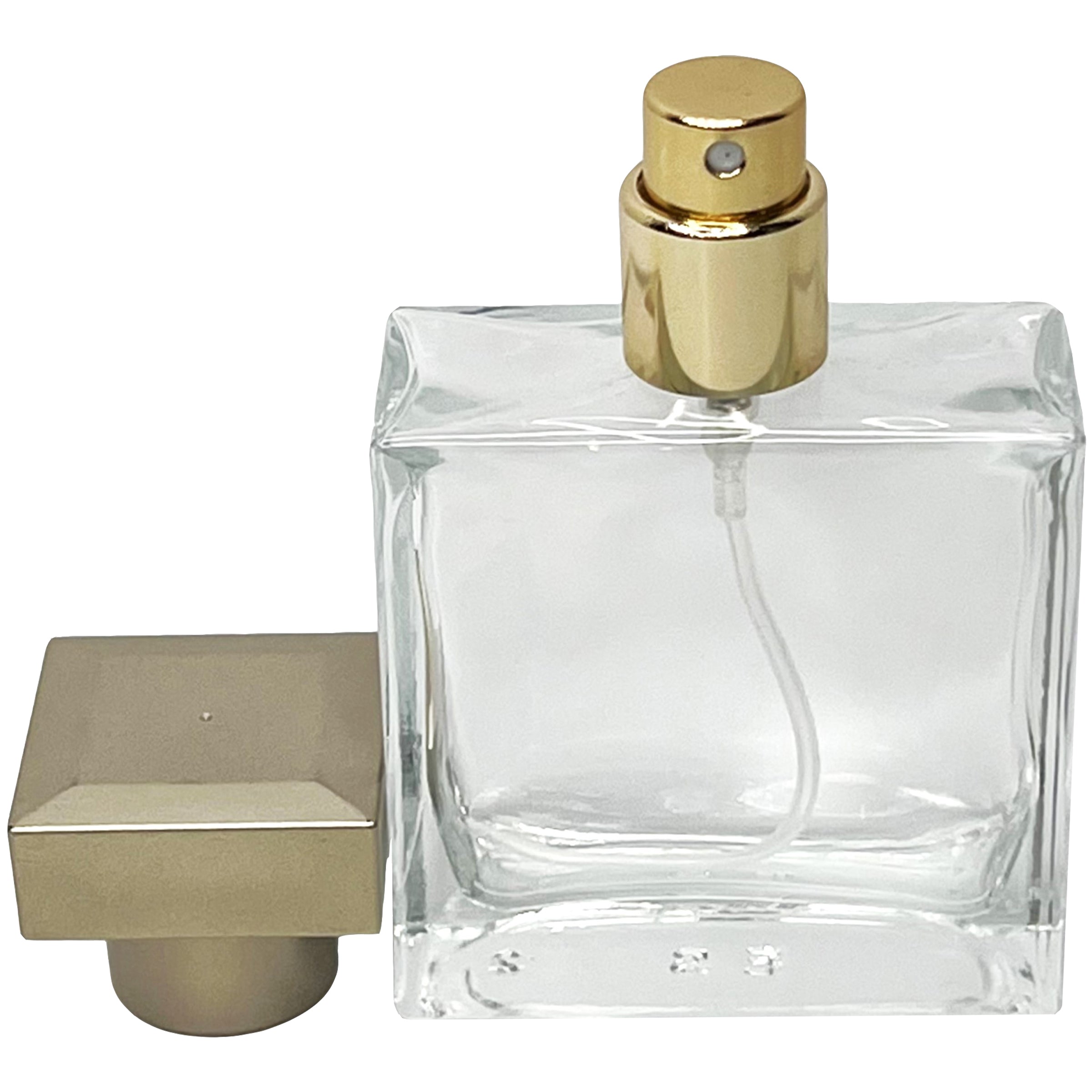 25ml 0.85oz Perfume Thick Glass Square Spray Bottles Bronze Lid
