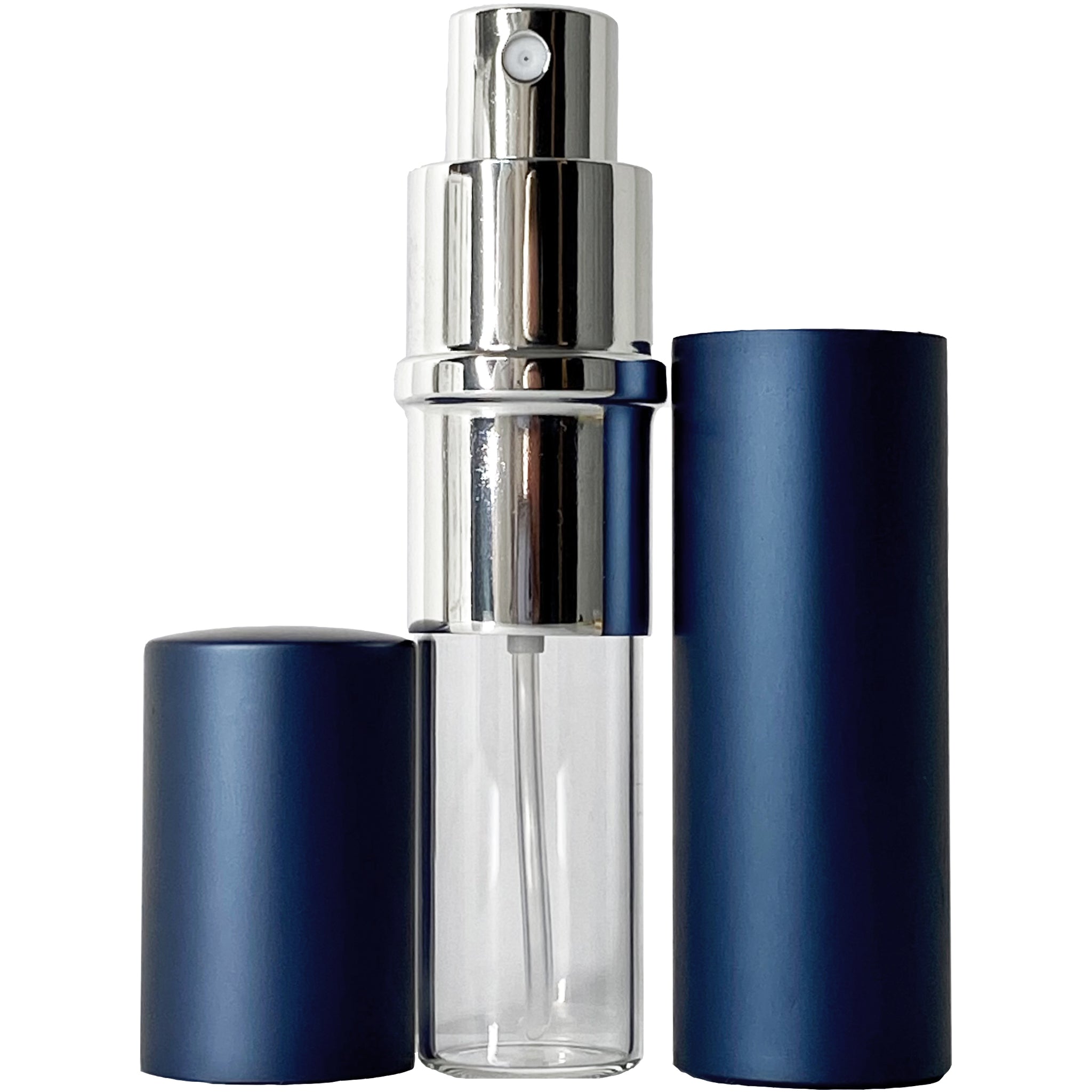 10ml 0.33oz Blue Perfume Glass Spray Deluxe Bottles Silver Atomizers